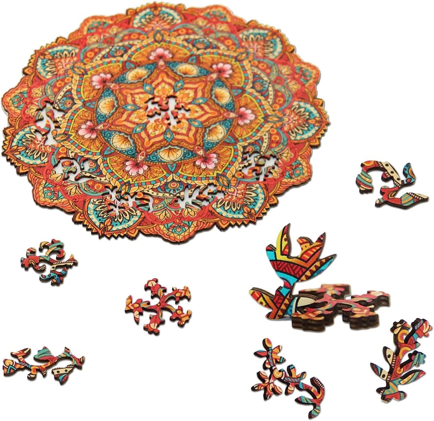 Unicorn Wood Rompecabezas para adultos, rompecabezas de mandala difícil, rompecabezas de forma única de 200 piezas, el mejor rompecabezas de madera