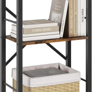 Tajsoon Estantería de escalera industrial de 3 niveles, estantería pequeña y estrecha con marco de metal, estante delgado multifuncional para Tajsoon Estantería de escalera industrial de 3 niveles, estantería pequeña y estrecha con marco de metal, estante delgado multifuncional para