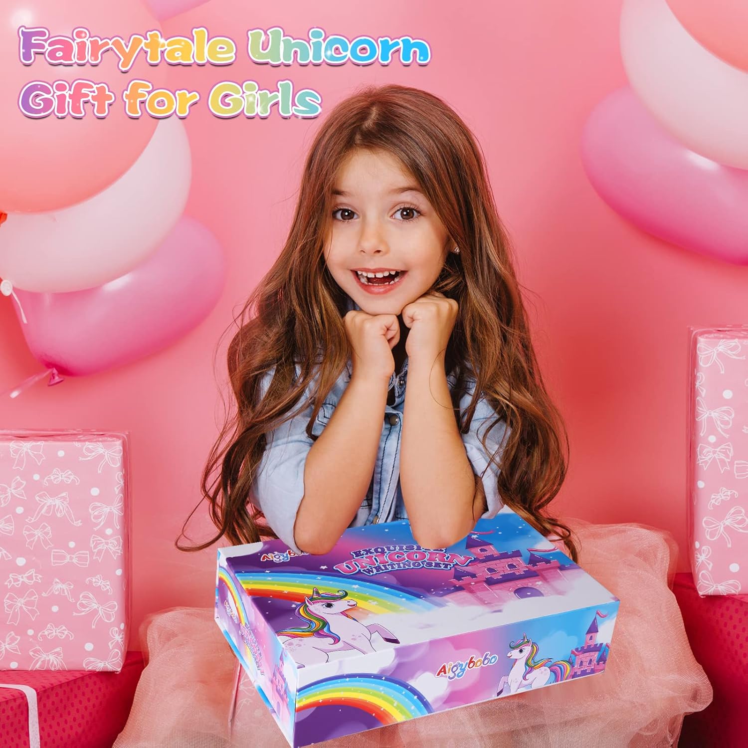 Regalos de unicornios para niñas, juego de papelería para niños, kit de escritura de 46 piezas, regalos de Navidad para niñas de 8, 9, 10, 11, 12