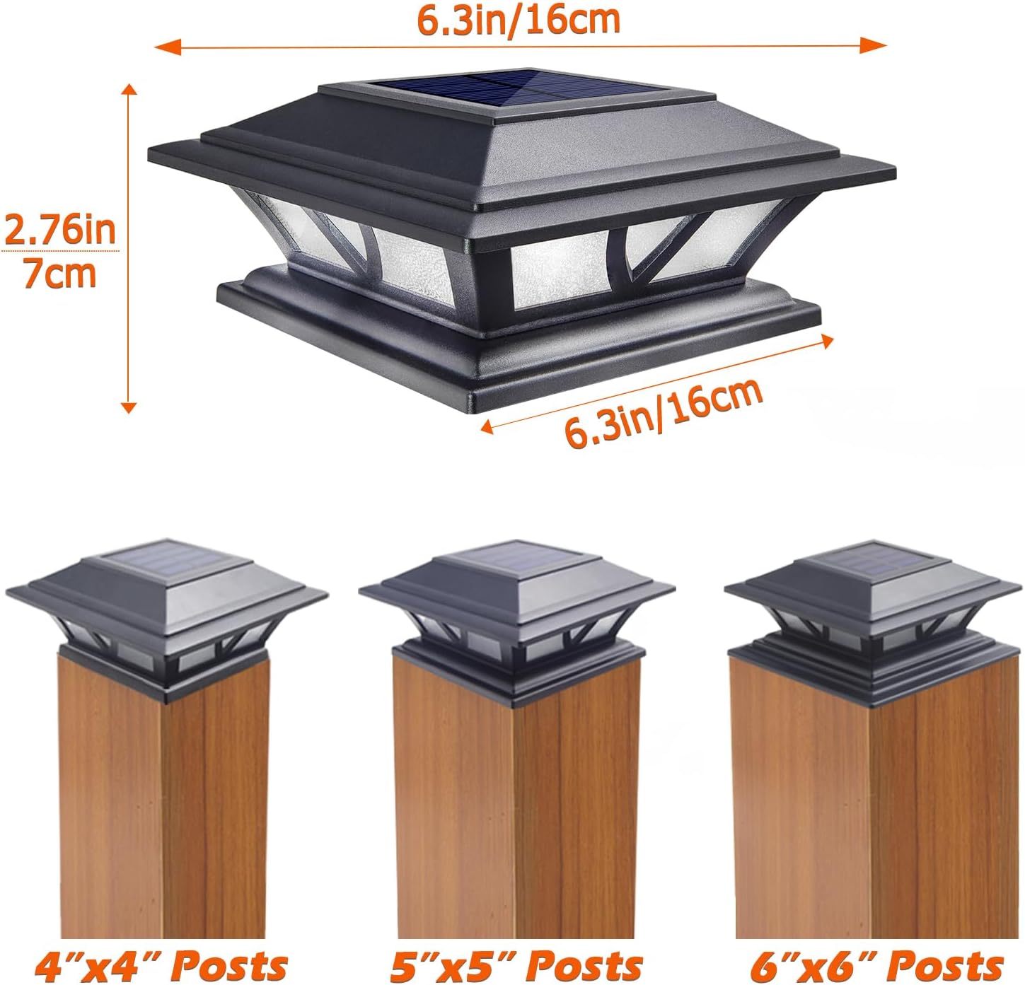 Siedinlar Luces solares para postes al aire libre, 2 modos, luz LED para valla de cubierta de 4 x 4, 5 x 5, 6 x 6 pulgadas, decoración de patio,