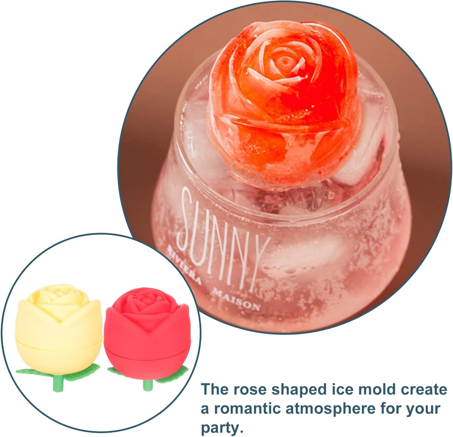 Zerodeko Moldes de hielo para Molde De Para Chocolate Rose Ice Cube Moldes Tuile Silicona Big Ice Cube Maker Gummy Mold Ice Cubes Ice Maker