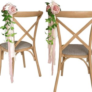 Lookein Juego de 8 flores de banco para ceremonia de boda, decoración de silla, decoración de banco, decoración de silla de pasillo de boda, rosa Lookein Juego de 8 flores de banco para ceremonia de boda, decoración de silla, decoración de banco, decoración de silla de pasillo de boda, rosa