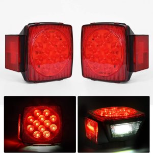 Nilight 2 luces LED cuadradas para remolque de perfil bajo sumergibles IP68 Luces direccionales y de freno traseras, laterales o para la placa de Nilight 2 luces LED cuadradas para remolque de perfil bajo sumergibles IP68 Luces direccionales y de freno traseras, laterales o para la placa de