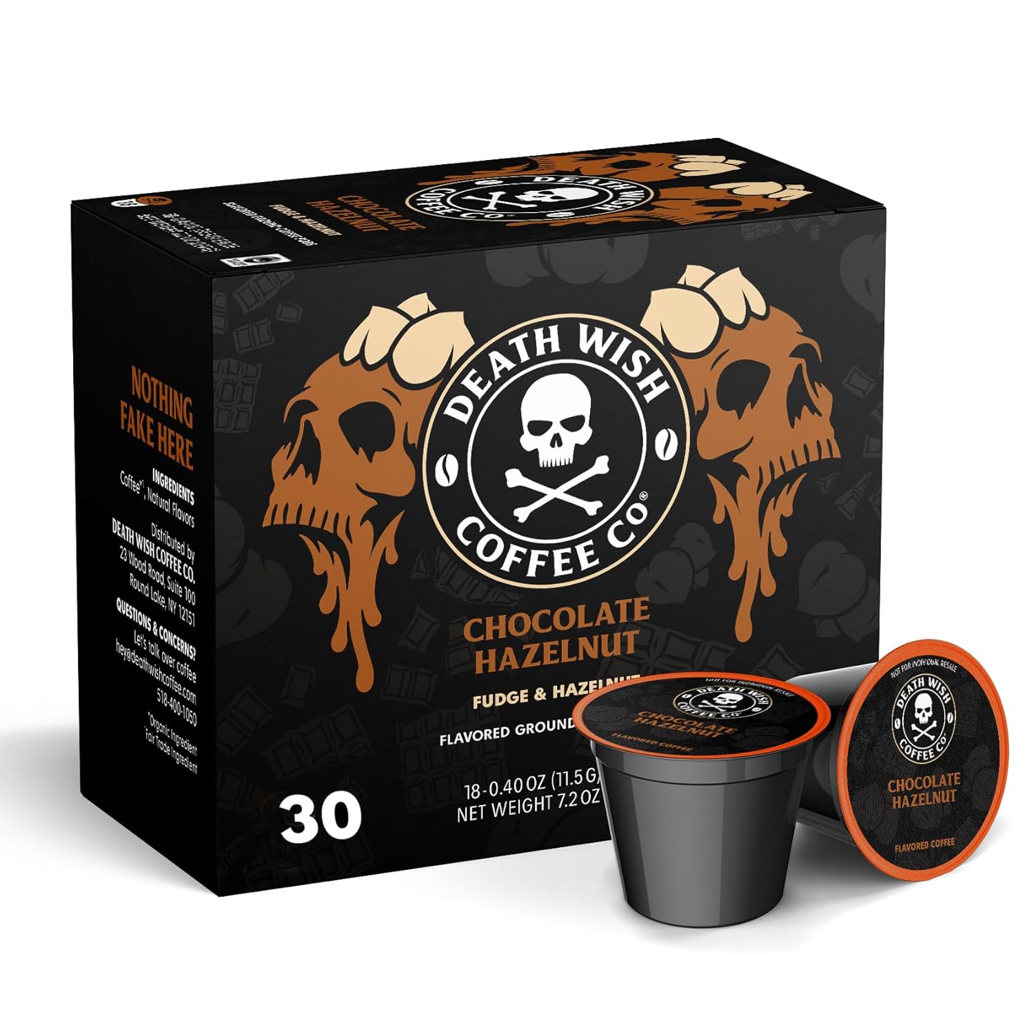 Death Wish Coffee – Cápsulas individuales – Cápsulas de café tostado oscuro, fabricadas con certificado orgánico USDA, extra de cafeína (chocolate
