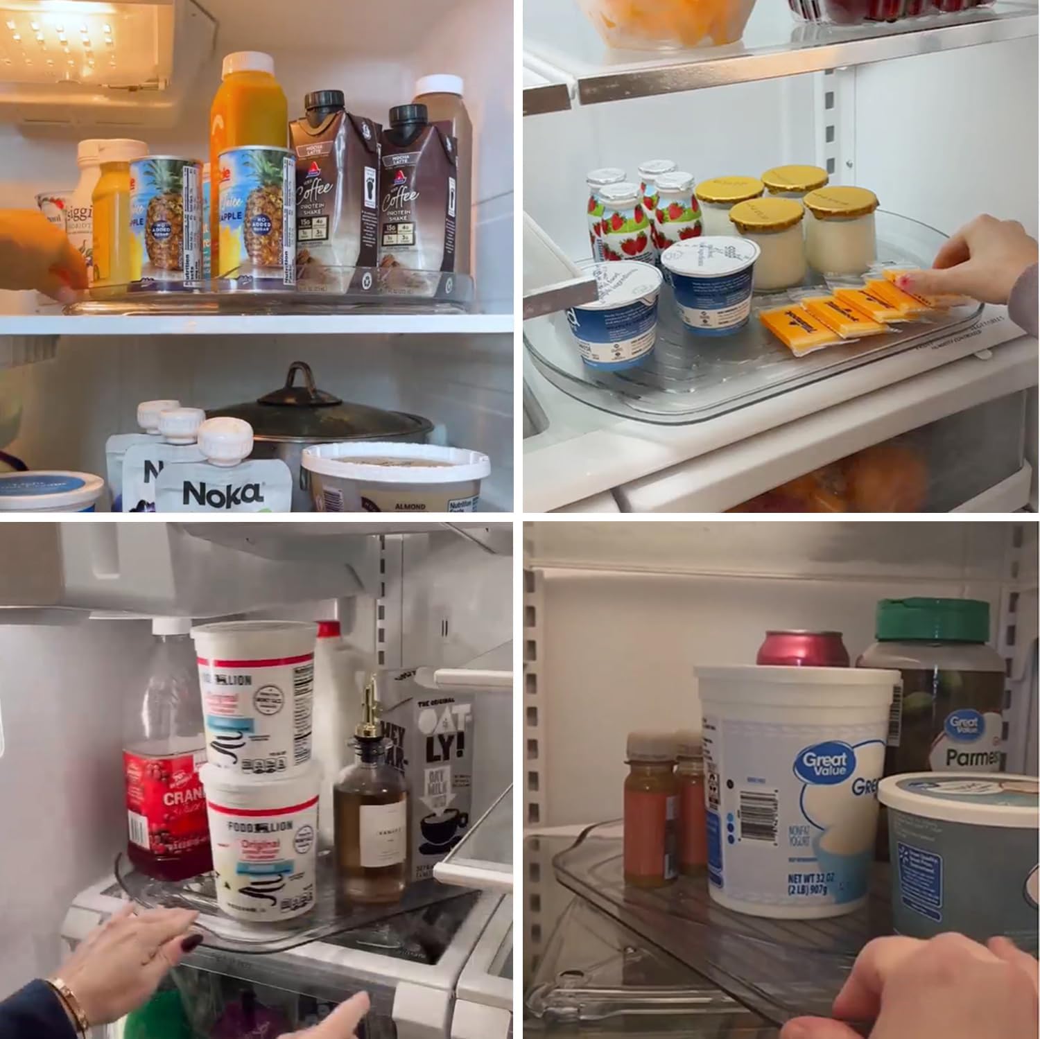 Organizador de tocadiscos Race Track para refrigerador, 15.67 pulgadas, transparente, giratorio de 360, organizador y almacenamiento para