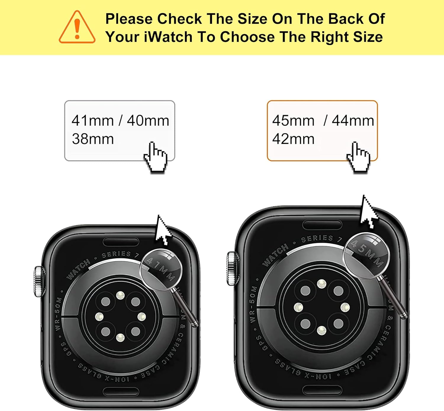 Compatible con Apple Watch Band de 1.772 pulgadas, 1.732 pulgadas, 1.654 pulgadas, 1.614 pulgadas, 1.575 pulgadas, 1.496 pulgadas, correa de metal