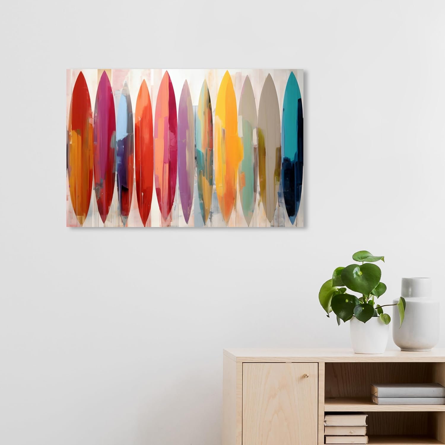Wynwood Studio Lienzo enmarcado contemporáneo náutico y costero, tablas de surf abstractas, arte de pared para sala de estar, dormitorio y baño, 30