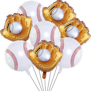 8 globos de papel de aluminio de béisbol, decoraciones de guantes, murciélagos, redondos, temática de béisbol, globos de Mylar para niños, 8 globos de papel de aluminio de béisbol, decoraciones de guantes, murciélagos, redondos, temática de béisbol, globos de Mylar para niños,