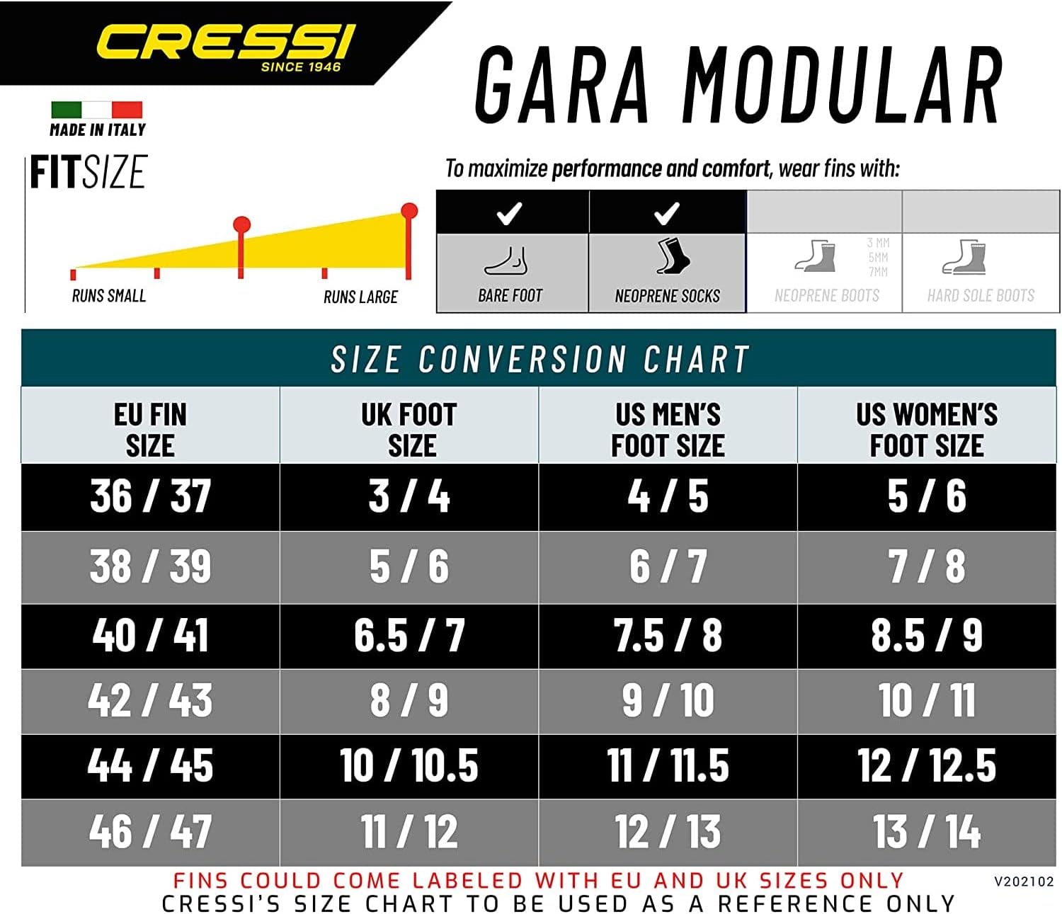 Cressi Gara Modular Impulse Turbo Fins for Freediving with Interchangeable Blades – Designed in Italy
