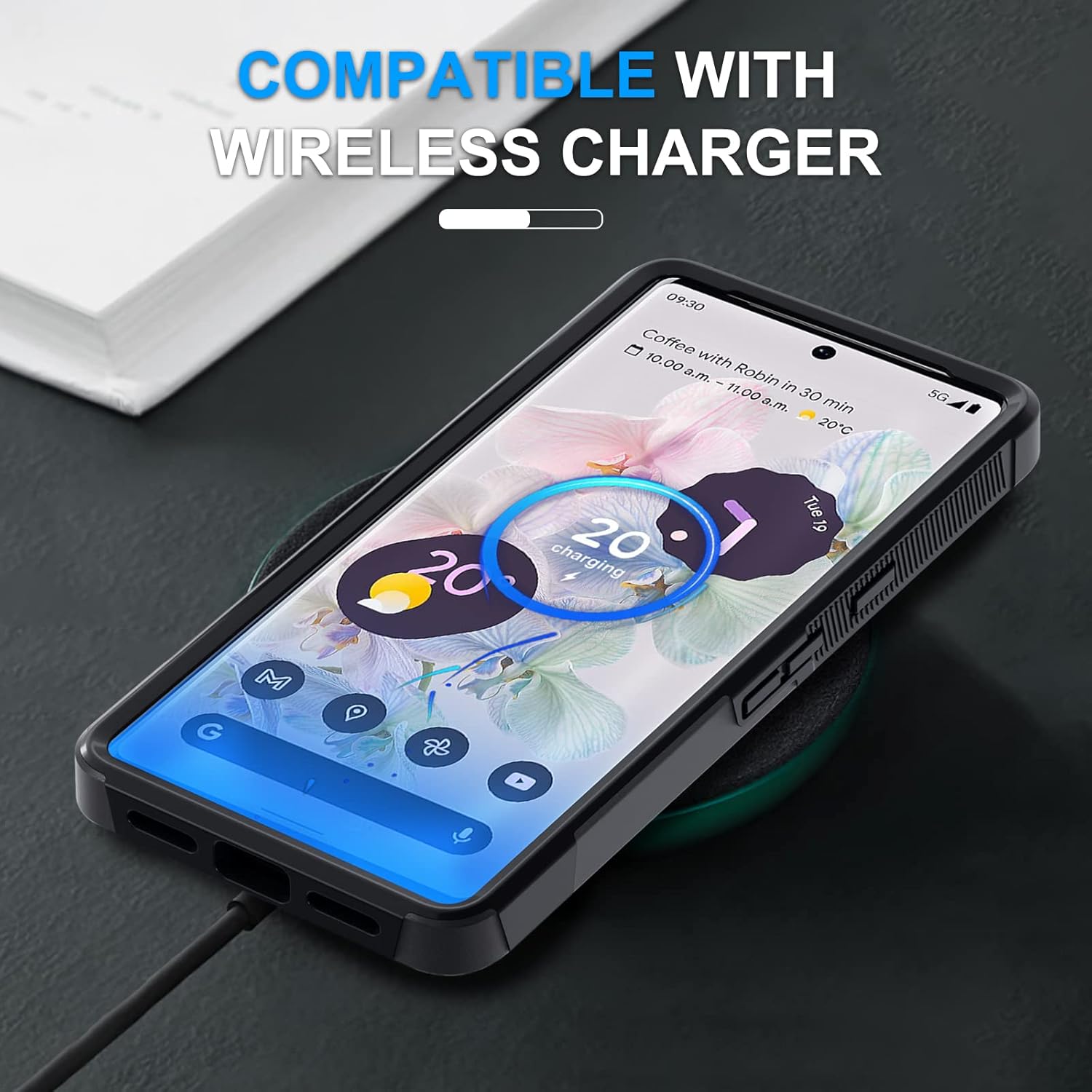 Janmitta Funda para Google Pixel 7 con protector de pantalla 2 unidades + protector de lente de cámara 2 paquetes, funda protectora de cuerpo