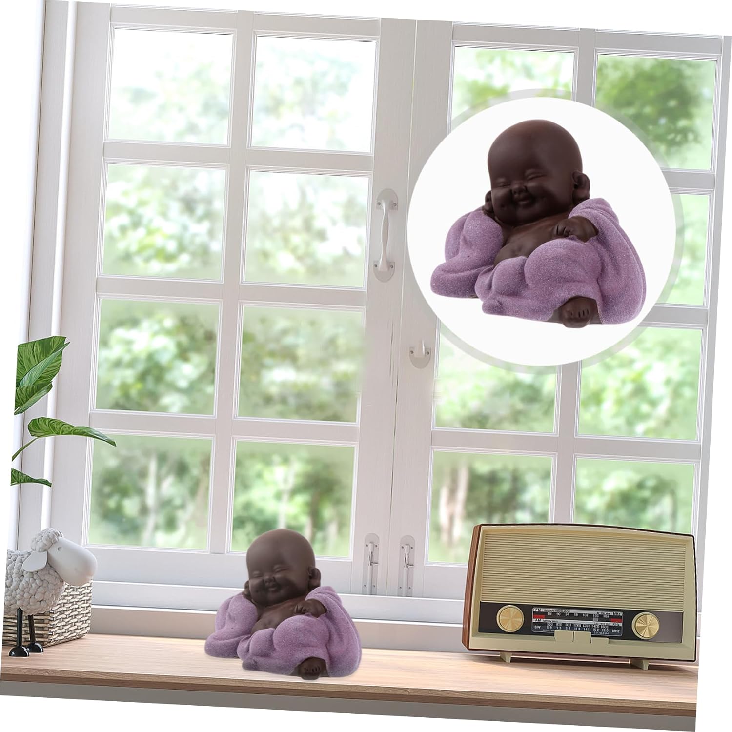 Abaodam 4 Pcs Tea Pet Maitreya Statue Small Monk Figurine Aquarium Buddha Statues Buddhism Table Figurine Lucky Fish Tank Decorations Buddha