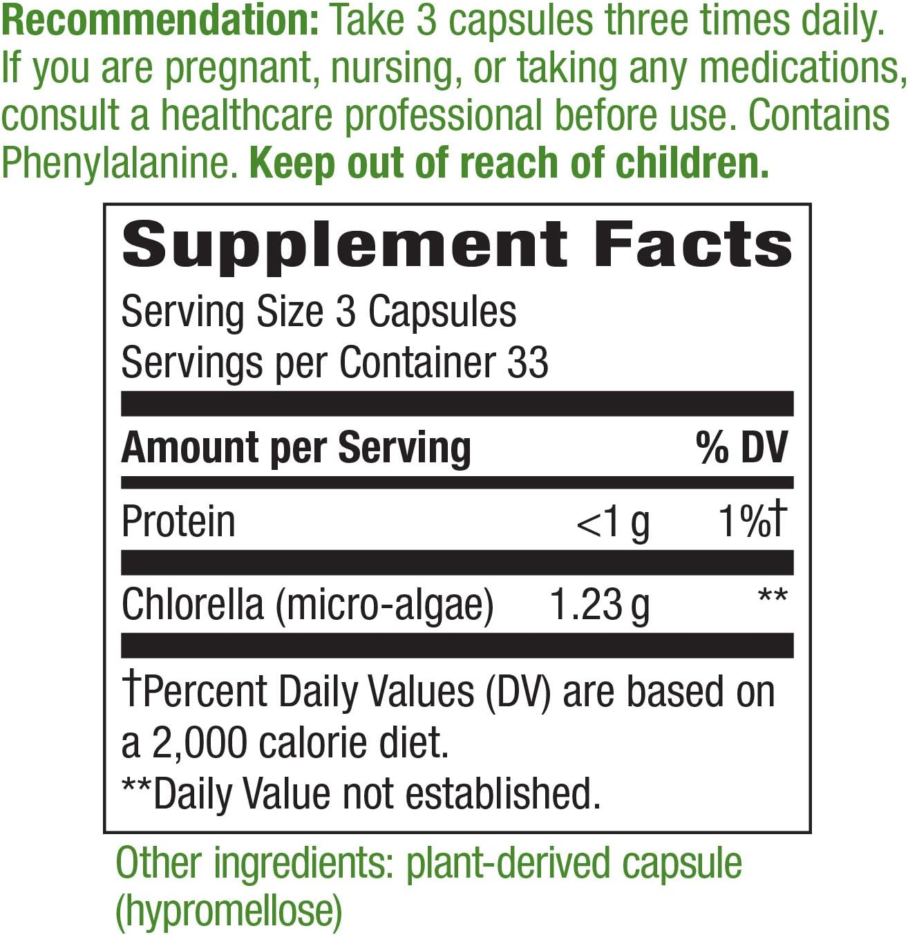 Nature’s Way Chlorella Micro-algae, 1,230 mg per serving, 100 VCaps