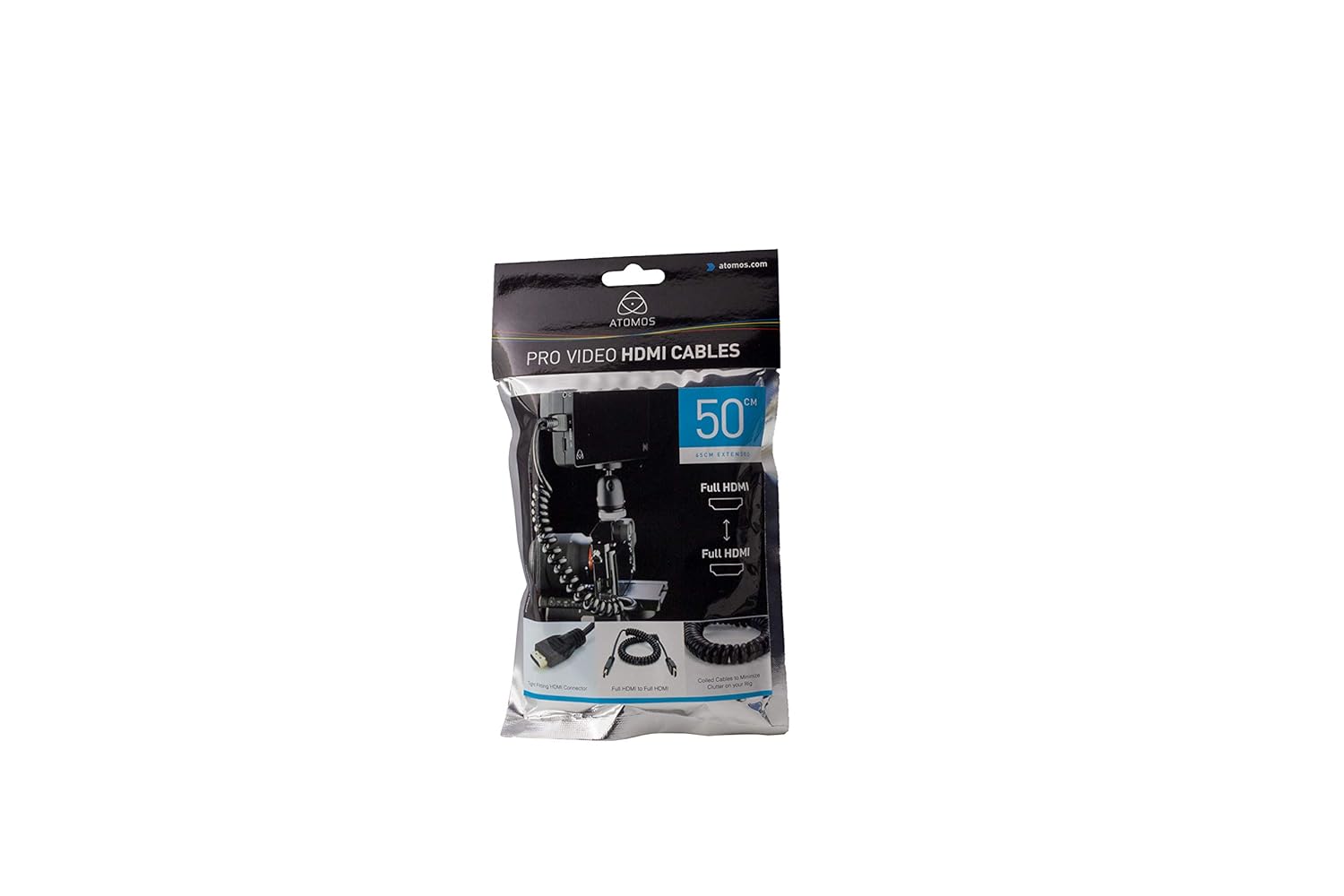 ATOMOS ATOMCAB011 Cable HDMI completo a HDMI completo, rizado, 19.7 pulgadas (19.7in), 25.6 pulgadas (25.6in) compatible con extensión