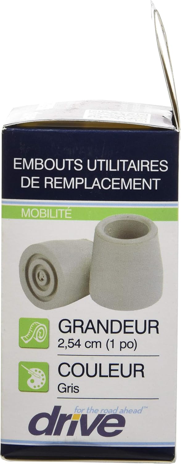 Drive Medical Puntas de repuesto para bastones, andadores y comodidades, gris
