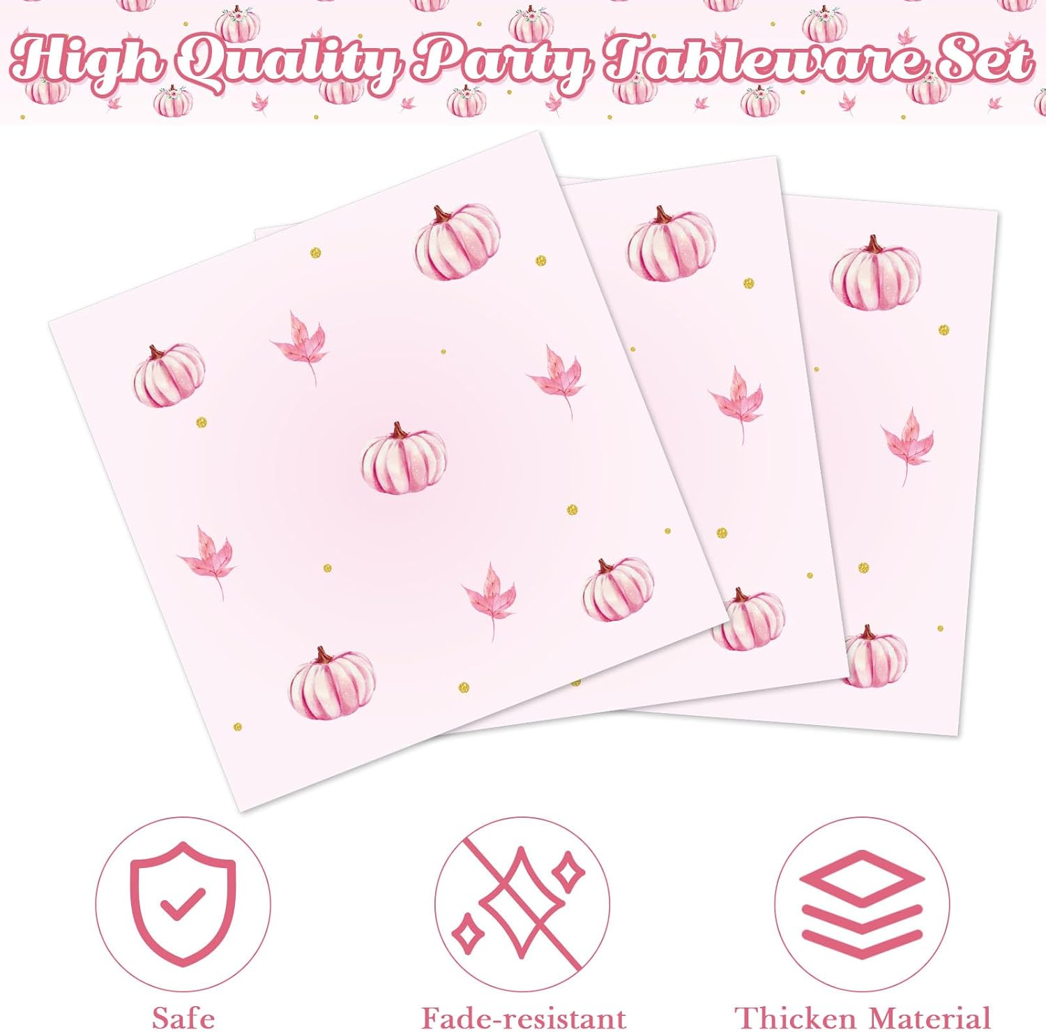 Tioncy Juego de vajilla de 150 piezas con diseño de calabaza pequeña, platos y servilletas para baby shower, color rosa, A Little Pumpkin is on The