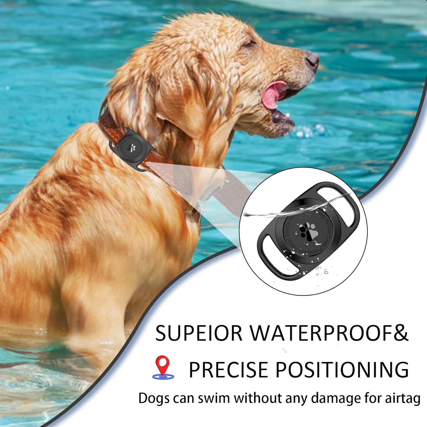 Airtag – Soporte para collar de perro, 2 unidades, funda protectora impermeable para Apple AirTag, duradera y ligera con protección de cuerpo