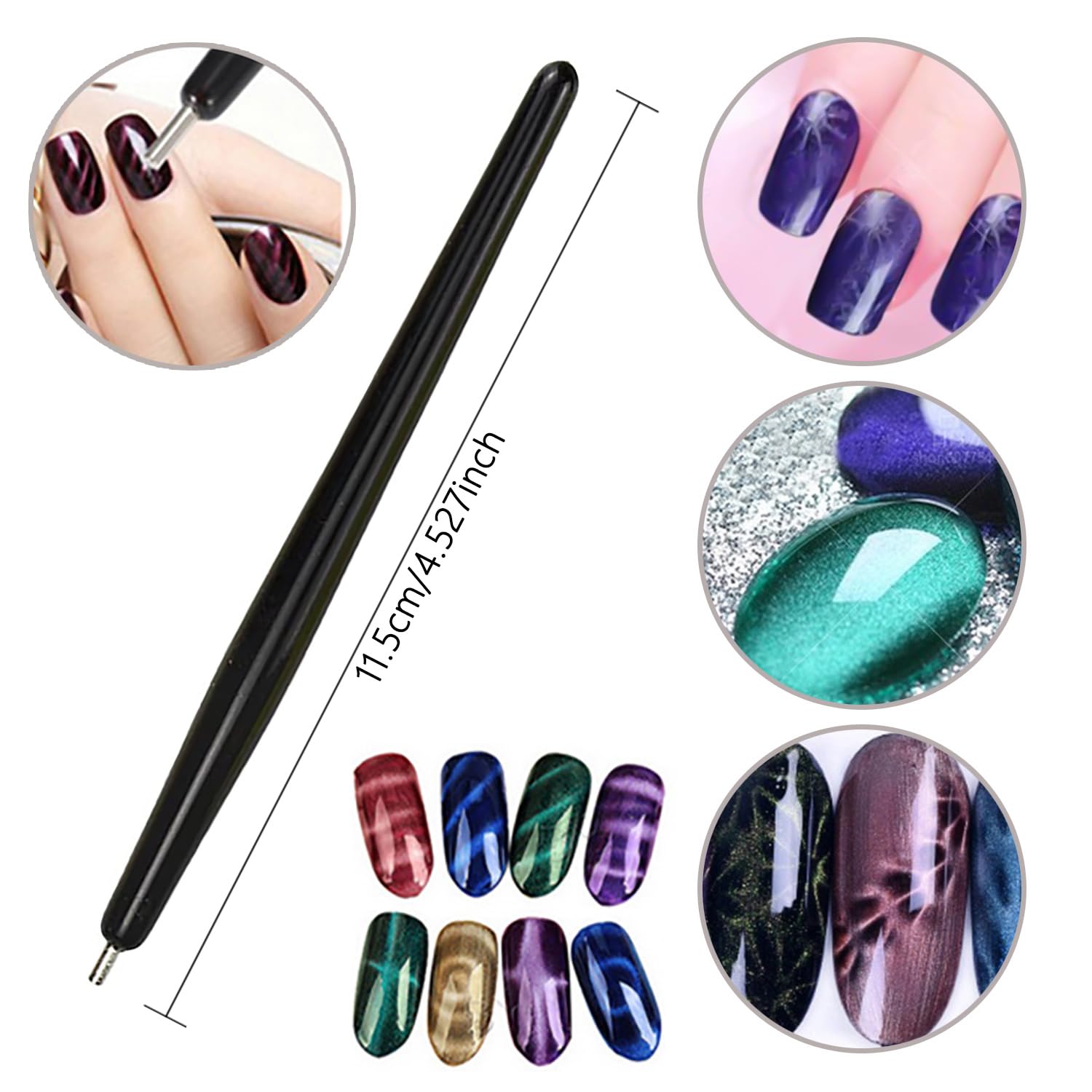 YECIRALA 12 piezas de imanes de uñas para esmalte de gel de ojo de gato, juego de herramientas para uñas de ojo de gato, esmalte de arte, placa
