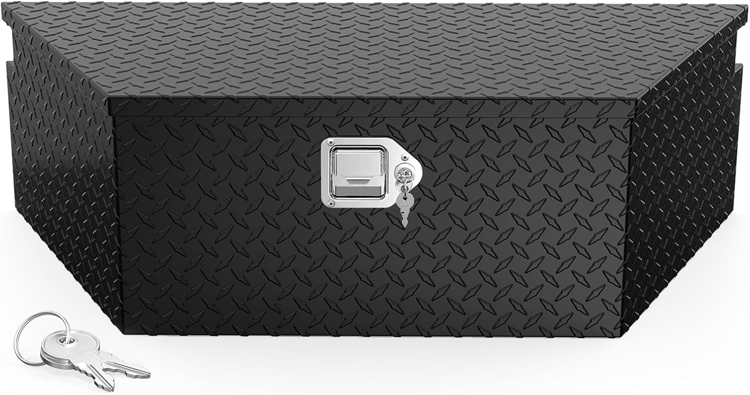 TUFFIOM Caja de herramientas de aluminio de 39 pulgadas con cerradura y llaves, organizador de almacenamiento de placa de diamante, caja de