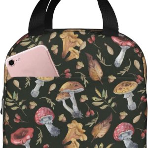 Lonchera aislada para acuarela, hojas de otoño, setas, lonchera, resistente, espaciosa, para adultos, para aprovechar tu día, impermeable, para Lonchera aislada para acuarela, hojas de otoño, setas, lonchera, resistente, espaciosa, para adultos, para aprovechar tu día, impermeable, para