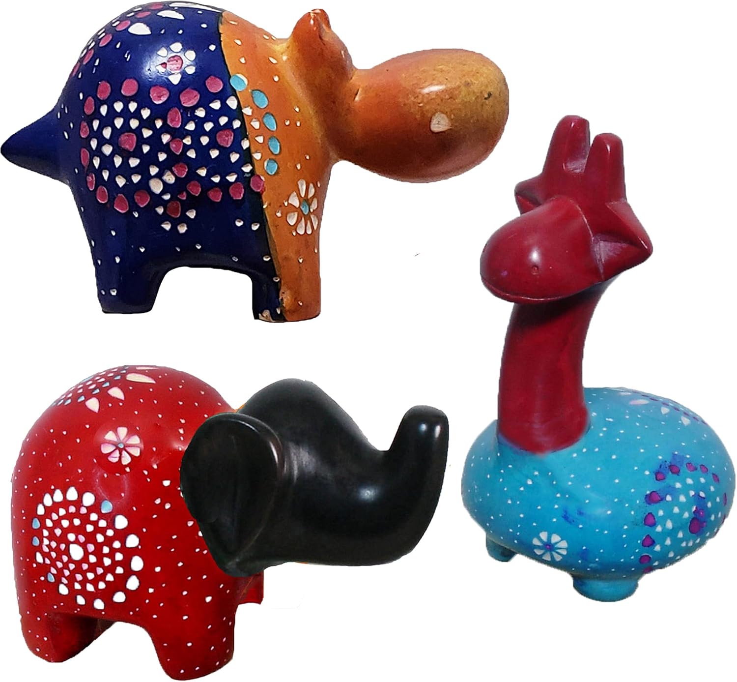 Safari africano de la selva de animales gorditos de 4 pulgadas, tacto humano auténtico, suave, elegante, fresco y relajante, juego de 3 figuras