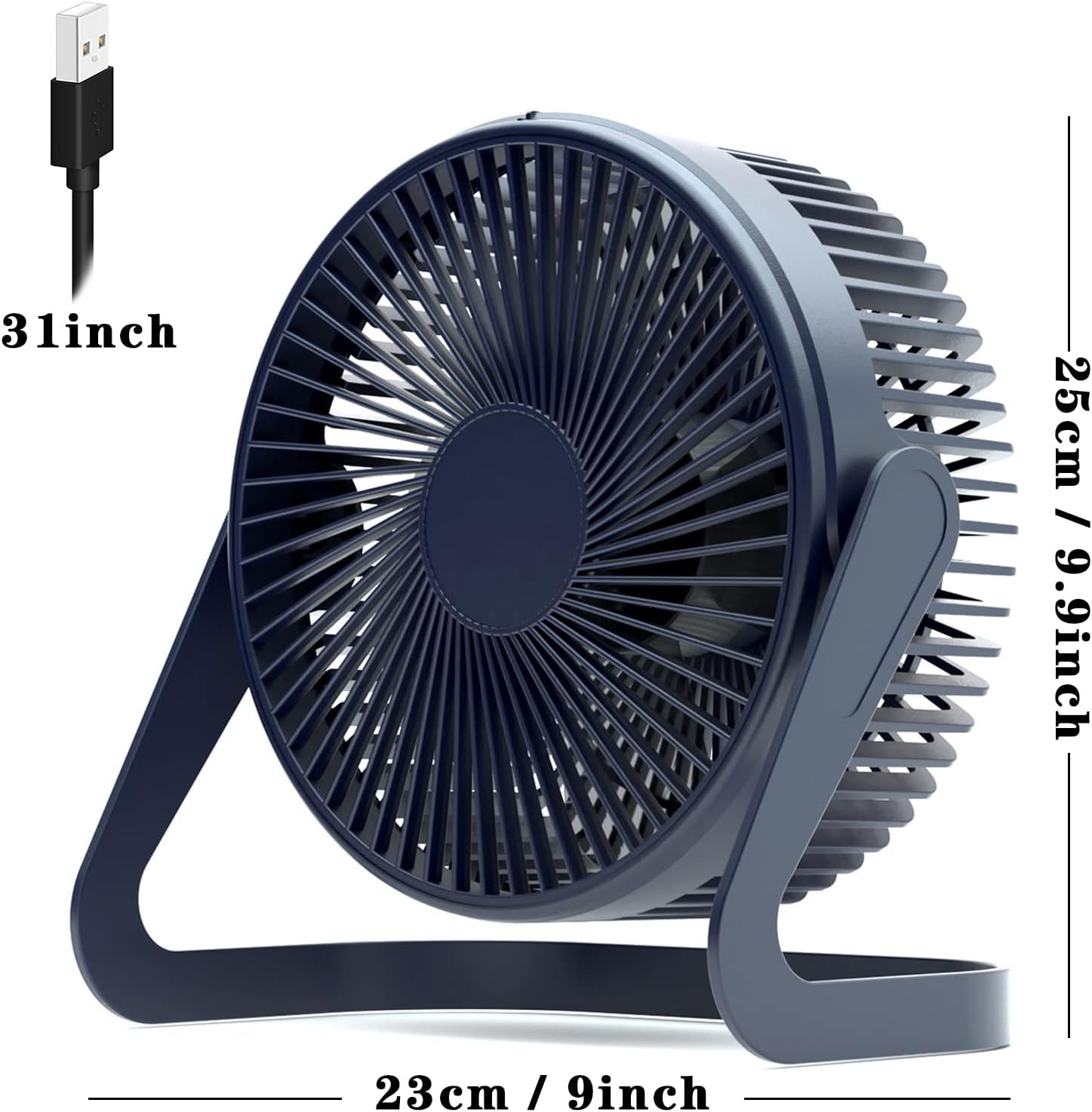 Ventilador de escritorio de 9 pulgadas, ventilador USB de 2 velocidades, flujo de aire fuerte, funcionamiento silencioso, ventilador de piso de cuna
