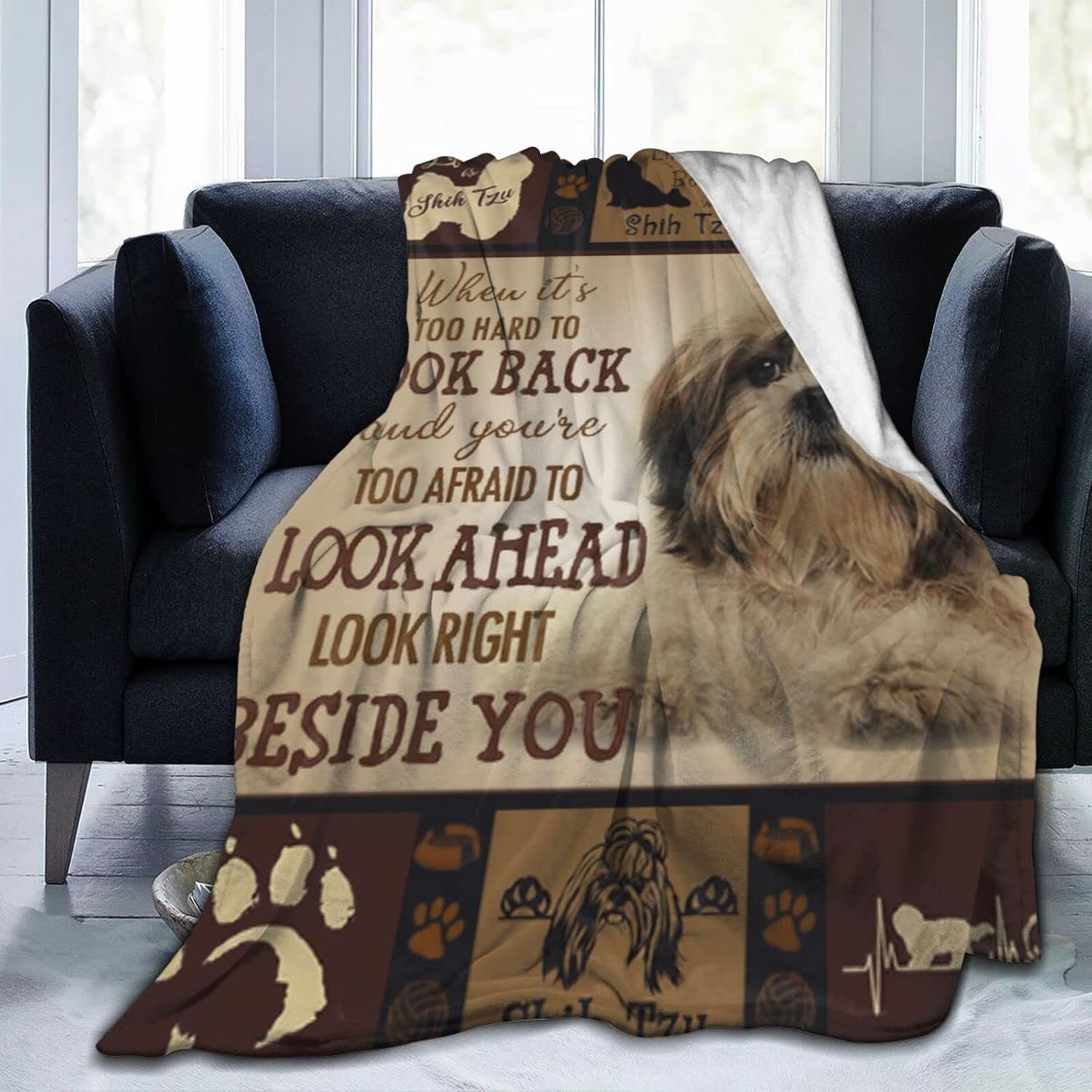 Shih Tzu – Manta de animal para perro, ultra suave, ligera, antibolitas, acogedora manta de vellón para todas las estaciones, dormitorio, sala de