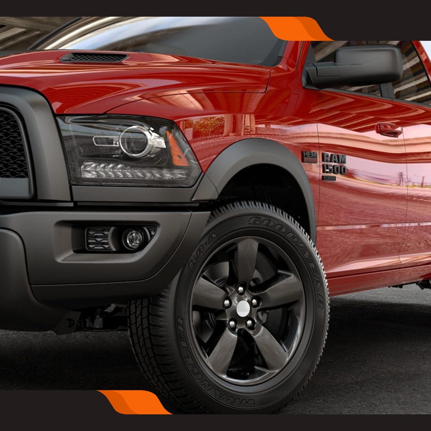 TMS – Tapones centrales de rueda de 2.5 pulgadas para Dodge RAM 1500 6KF18TRMAA, paquete de 4 (cromo, exterior de 2.5 pulgadas, 2.5 pulgadas, 2.5