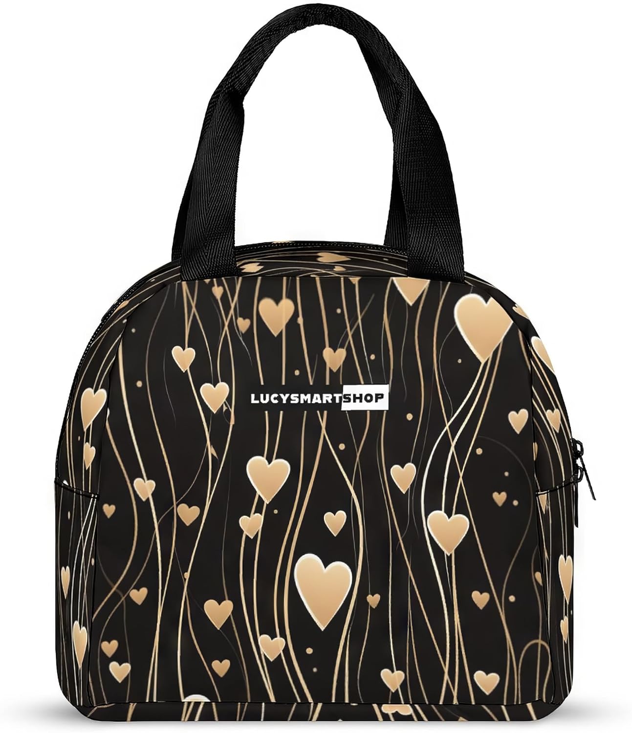 LUCYSMARSHOP – Lonchera negra pequeña para niñas de 8 a 10 a 12 años  Lonchera con corazón dorado para adolescentes y niñas, lonchera reutilizable