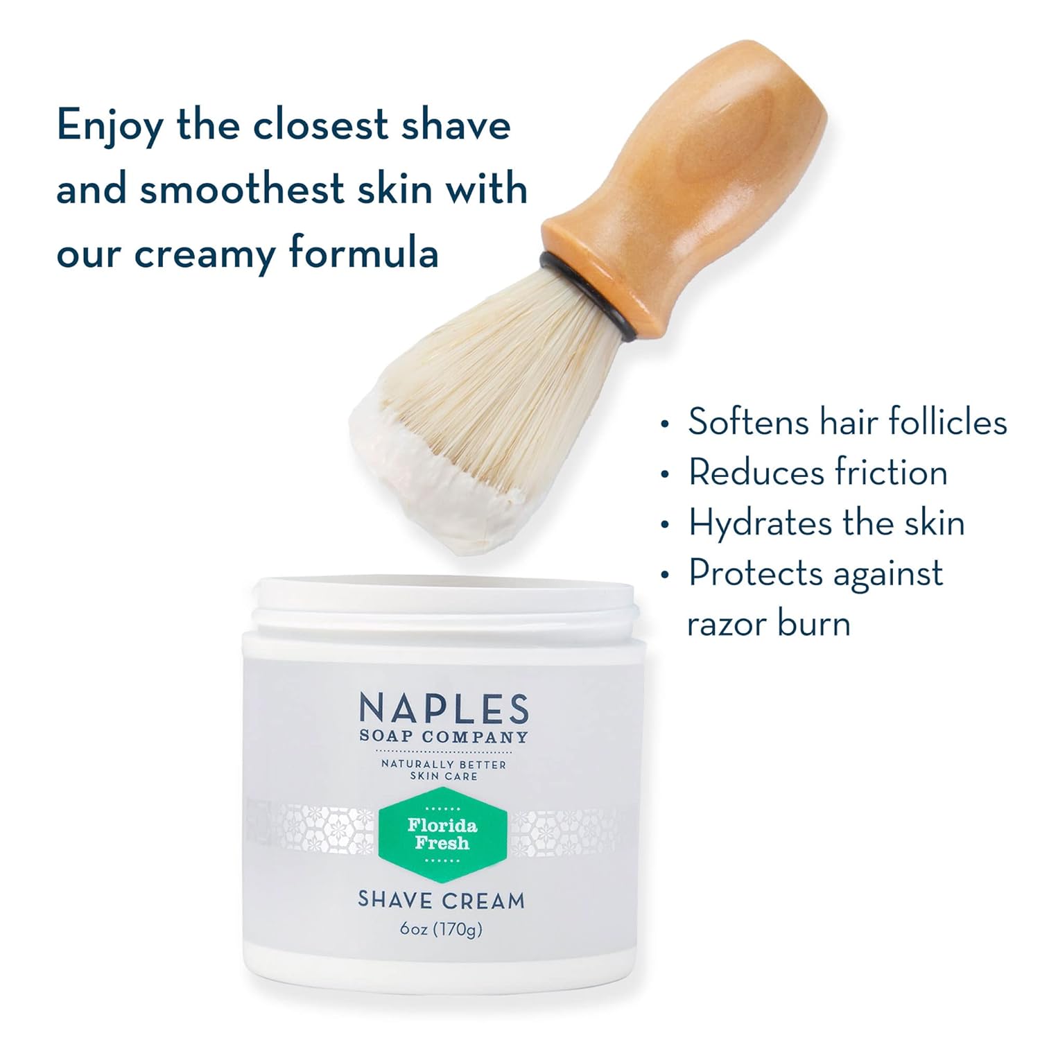 Naples Soap Company Crema hidratante para afeitar, fórmula vegana unisex no comedógena con manteca de karité natural y cacao para un afeitado suave