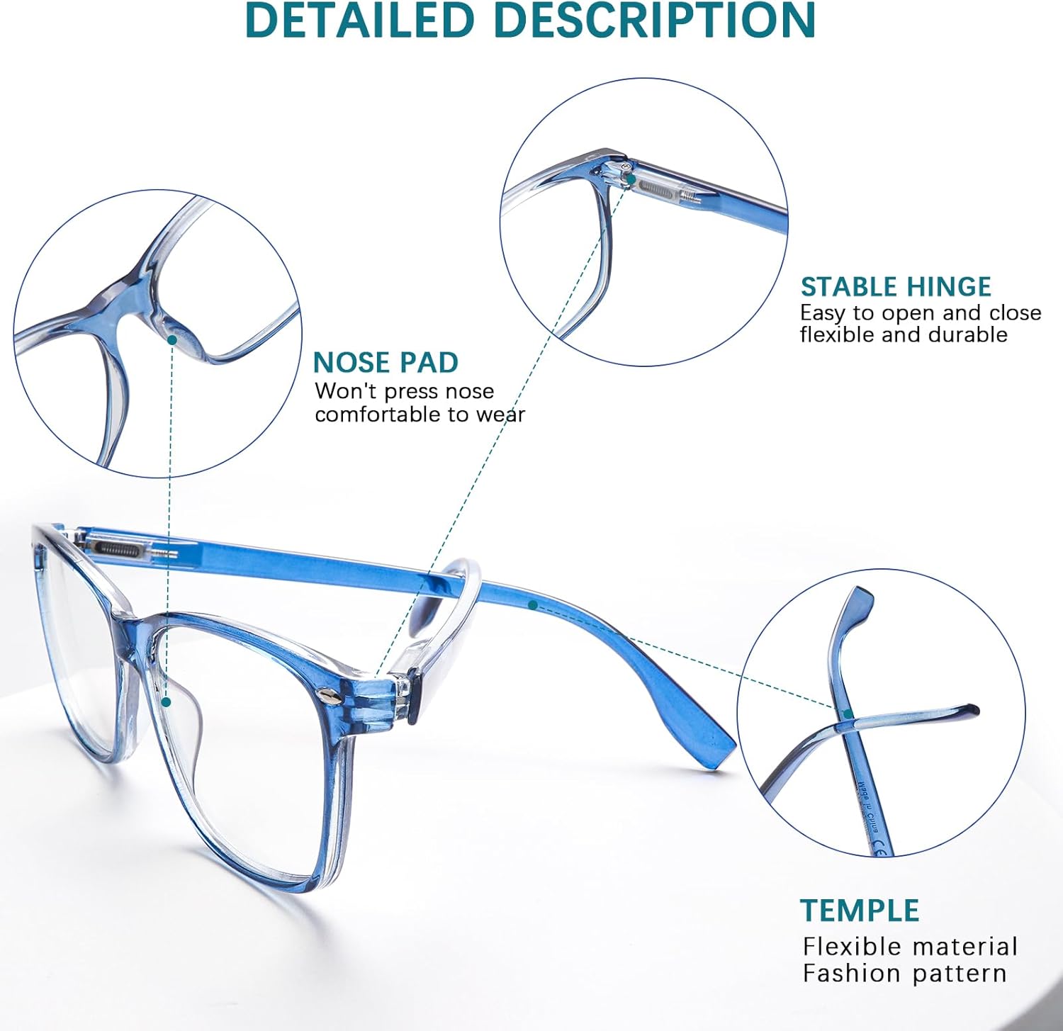 VIDEBLA Paquete de 3 lentes de lectura progresivos multienfoque para mujeres y hombres, bloqueo de luz azul, bisagras de resorte para computadora