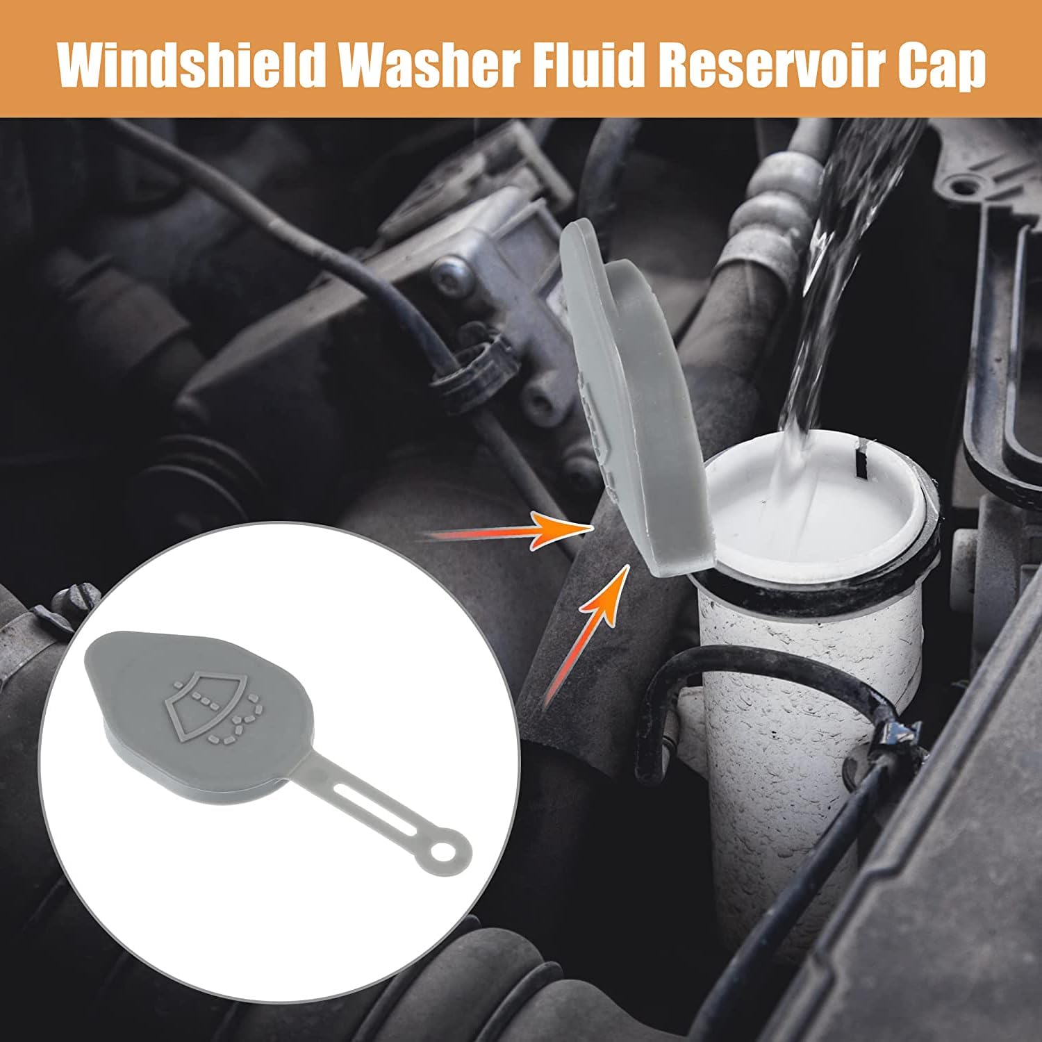 Unifizz Tapa de botella de depósito de líquido para limpiaparabrisas de automóvil, color gris, 2 piezas, cubierta de recuperación de refrigerante