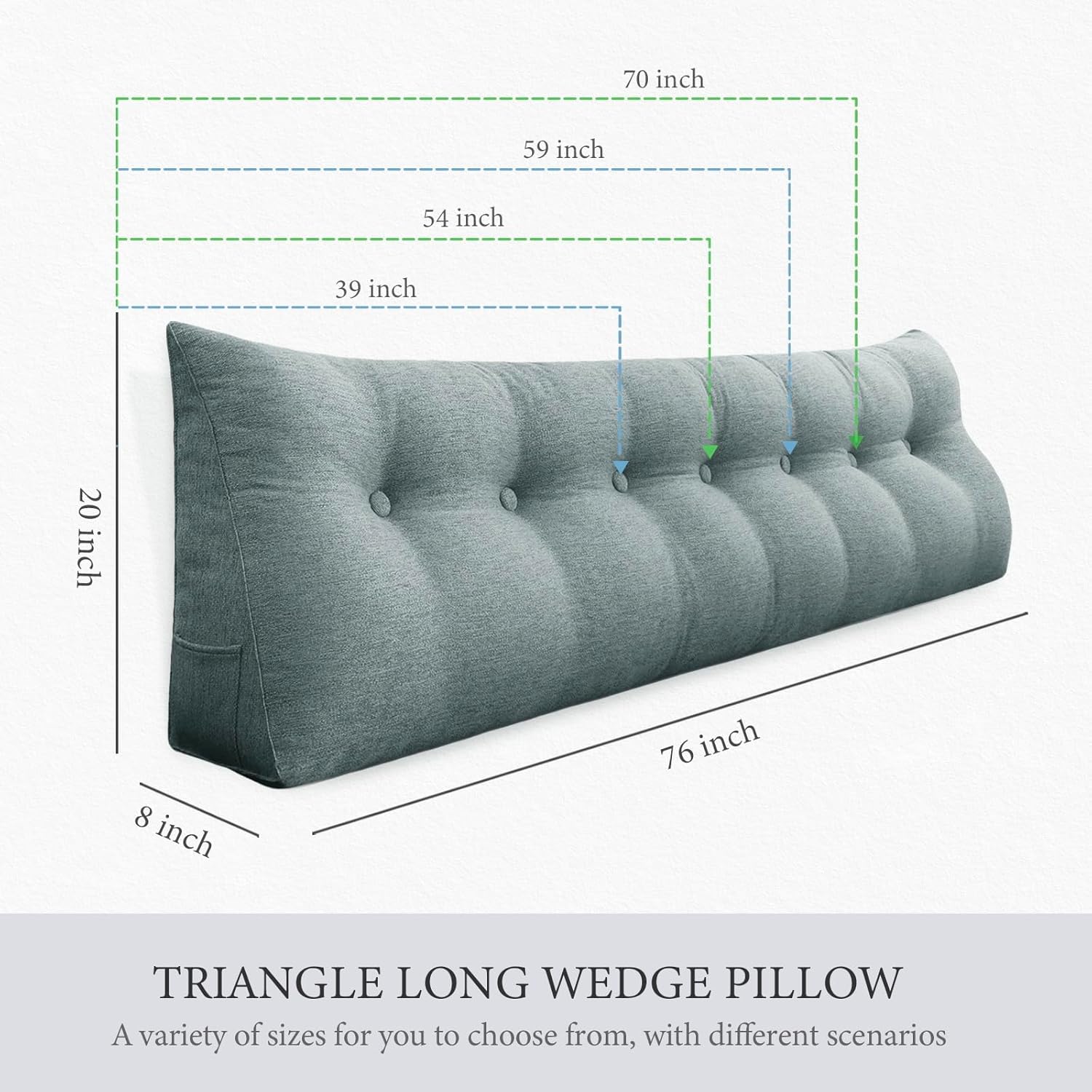 Almohada de cuña para cabecero, almohada de lectura para respaldo cómodo, almohada triangular de lectura con bolsillo lateral, almohadas de respaldo