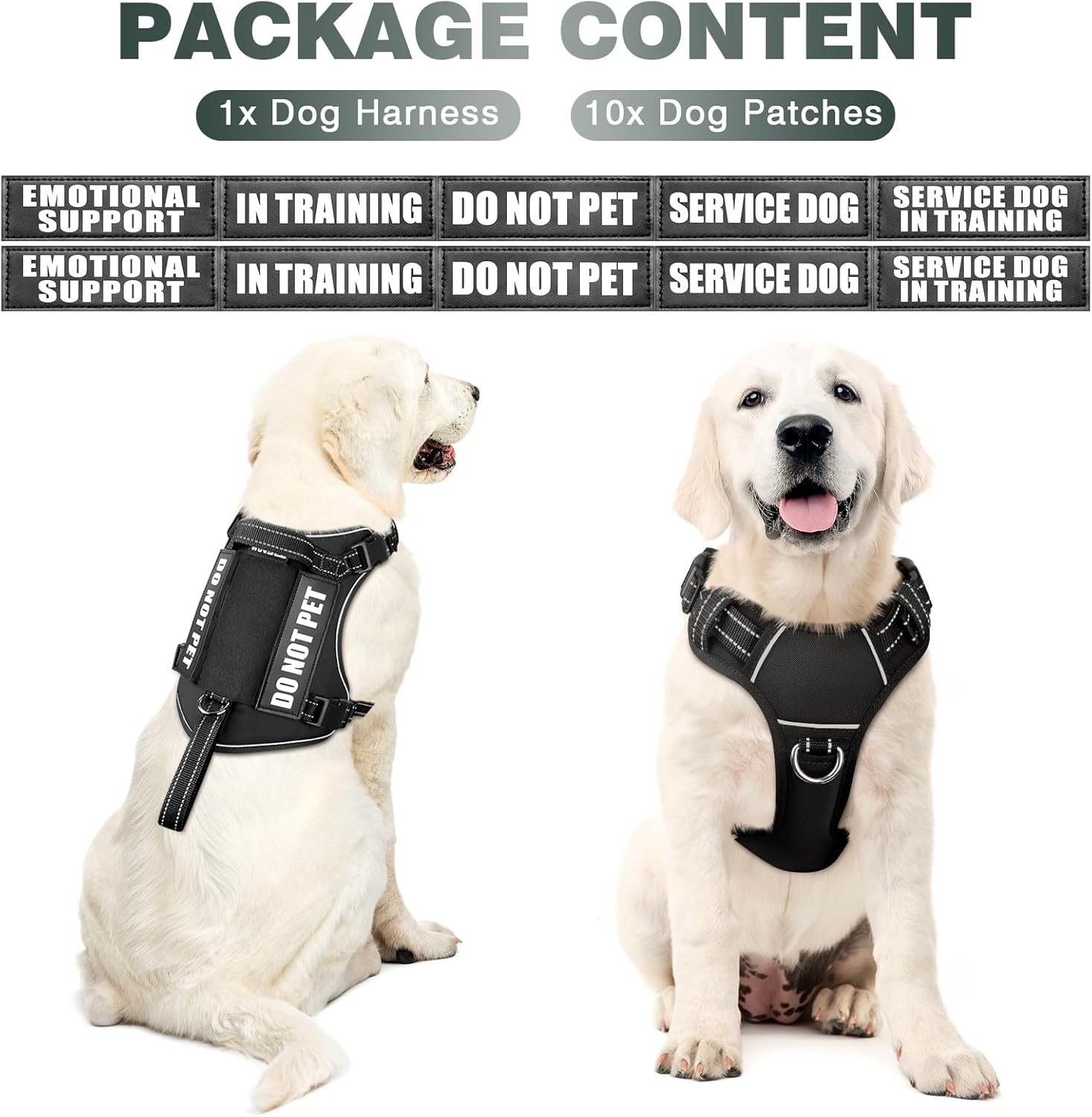 WINSEE Arnés táctico para perro, arnés sin tirones para perros medianos y grandes con asa y Molle, arnés de servicio militar para perros pequeños