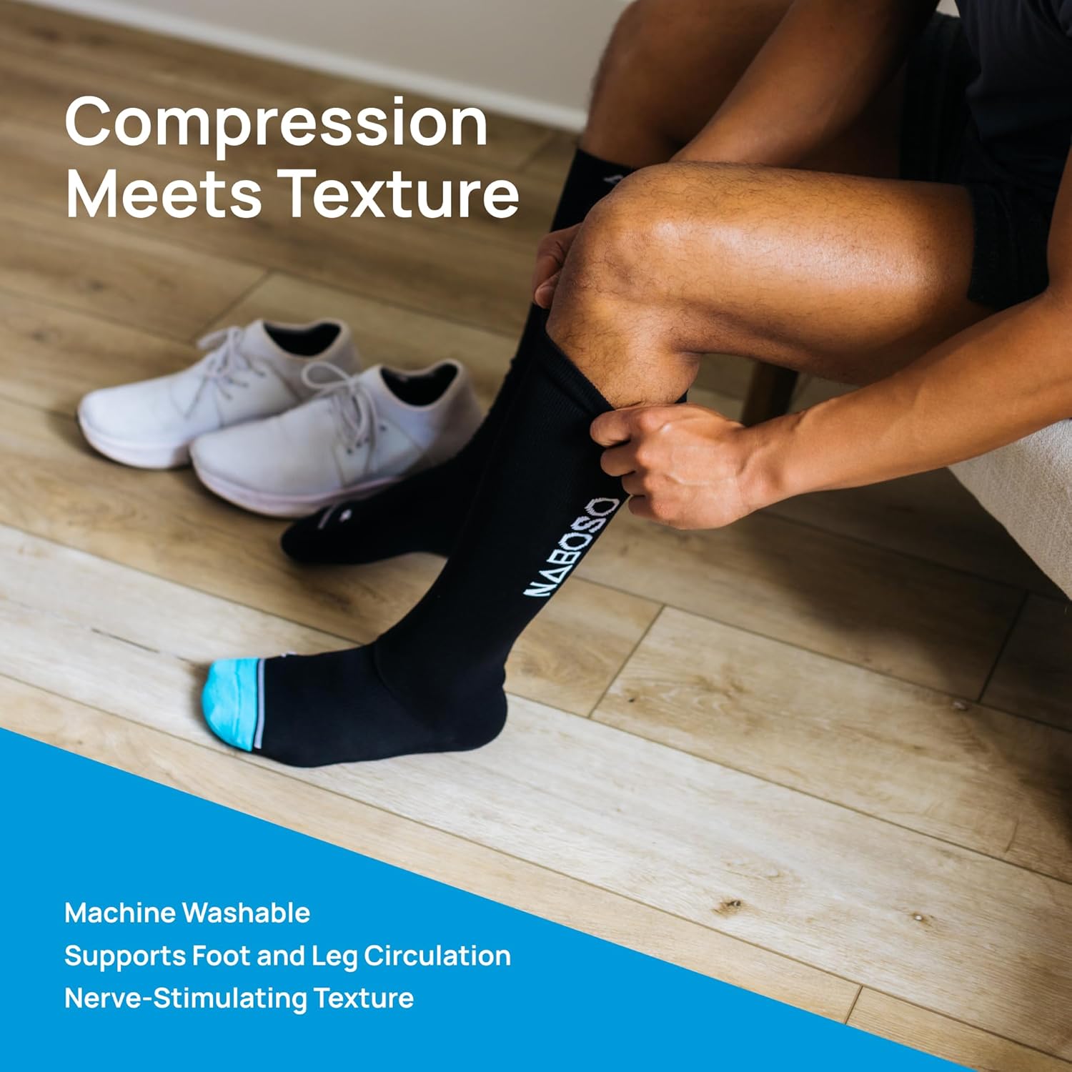 Naboso Calcetines de recuperación de compresión con textura estimulante para recuperación, dolor en las articulaciones, hinchazón, circulación, 1 par