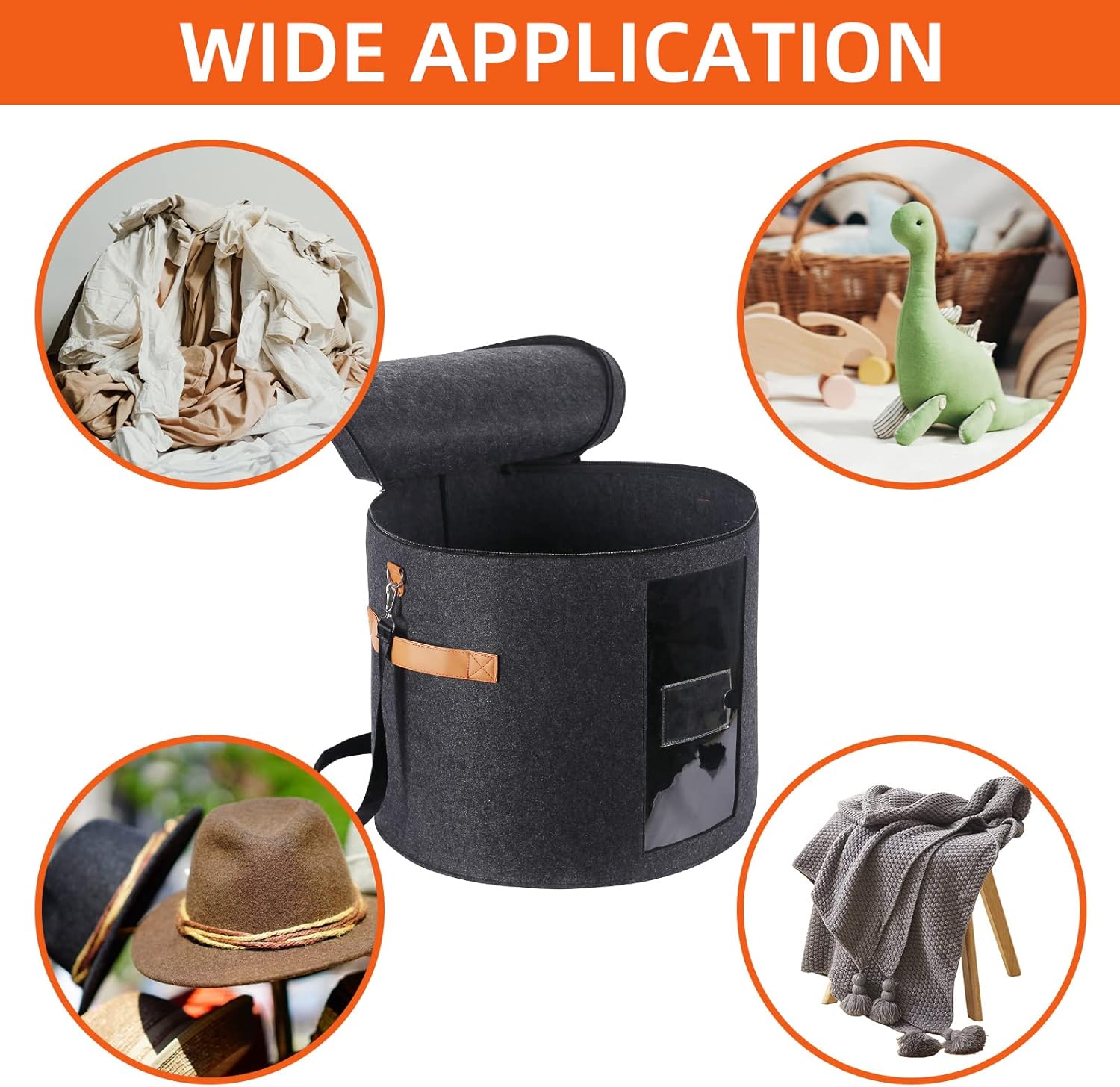 Caja grande para sombreros de 19 pulgadas, cajas de almacenamiento para sombreros para mujeres, grandes y redondas para hombres, cajas plegables