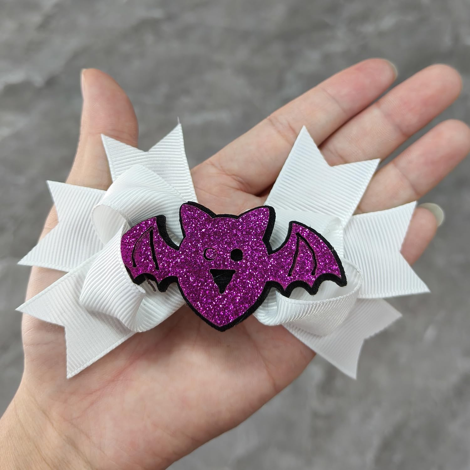 Horquillas de Halloween con purpurina para el pelo de murciélago púrpura murciélago araña 3D accesorios para el cabello de Halloween para niñas y
