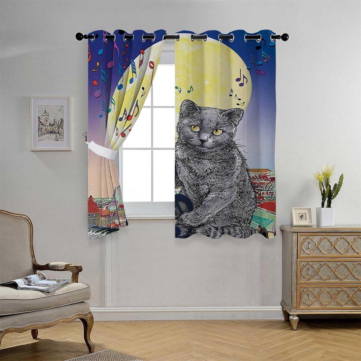 YANFENQI 2 Panel Curtain City Grommet Short Divisor De Habitaciones Cortinas para Separar Cuartos 55Inch Width by 55Inch Length,2 Panels