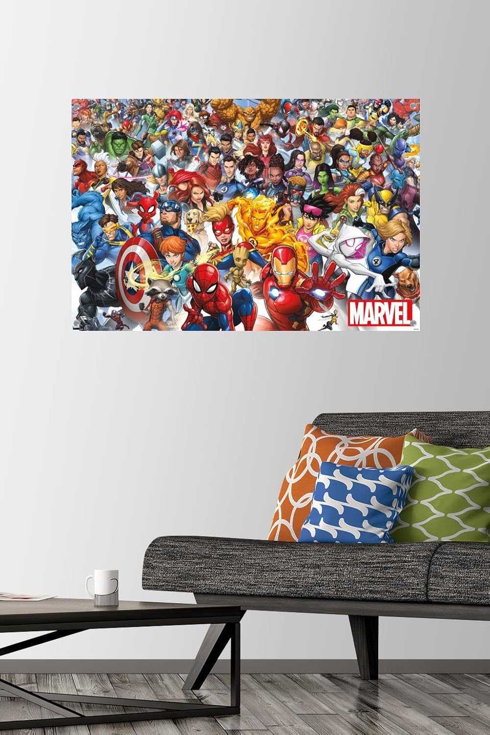 Trends International Marvel Comics – Póster de pared de The Marvel Lineup 2023, 22.37 x 34.00 pulgadas, paquete de póster y alfiler