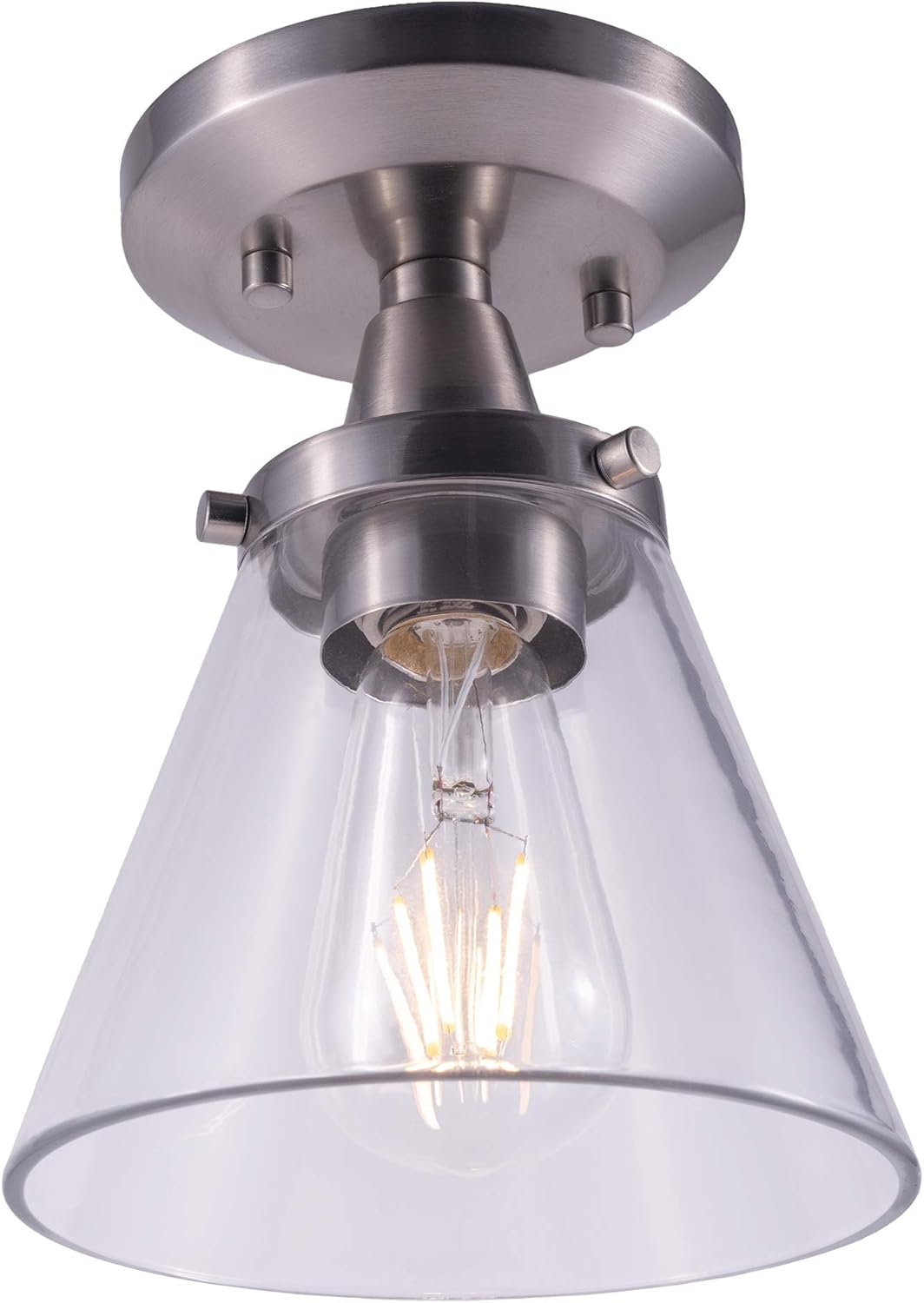 YaoKuem Lámpara de techo semiempotrada, base mediana E26, carcasa de metal con vidrio transparente, bombillas no incluidas, paquete de 2