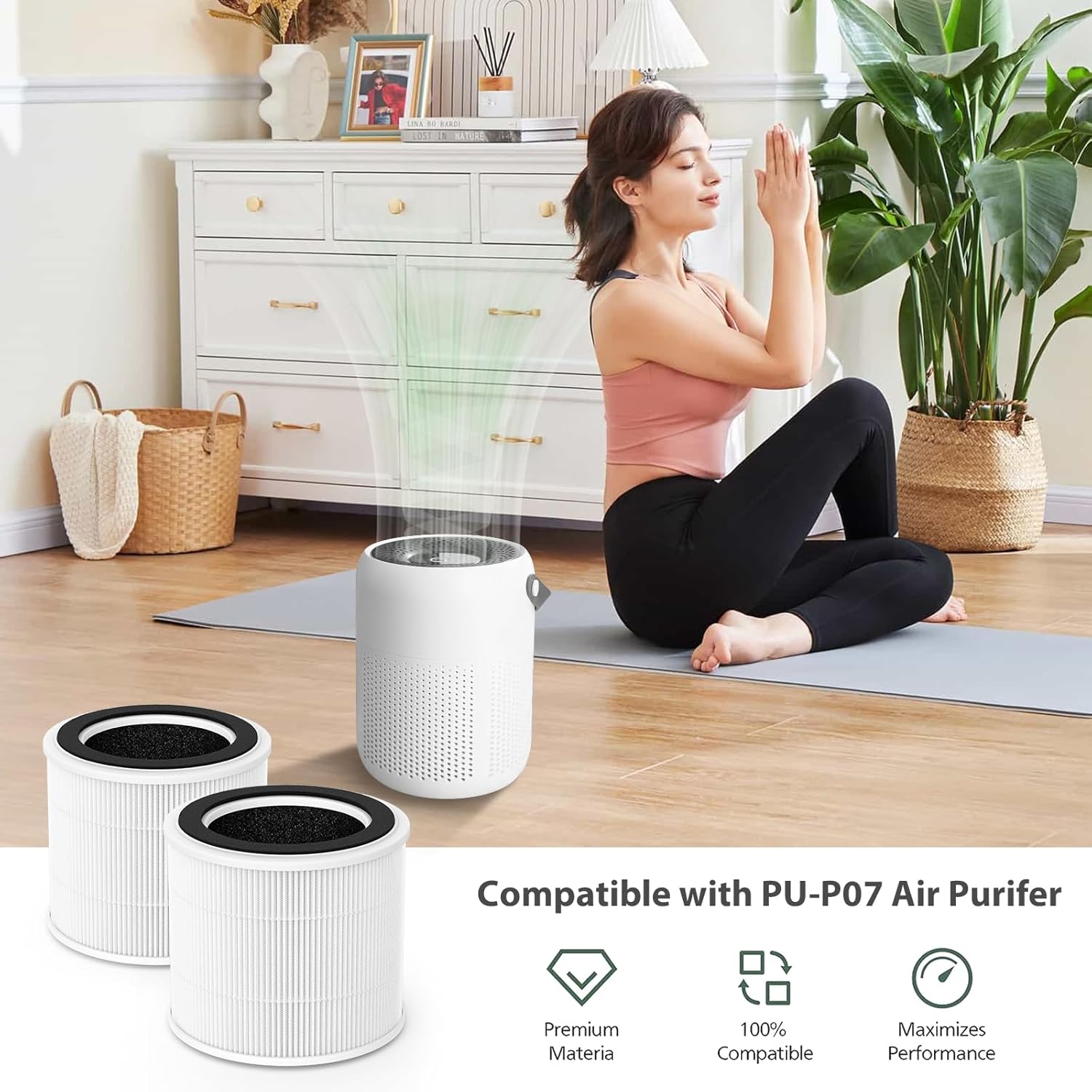 Filtro de repuesto True HEPA P07 compatible con FULMINARE PU-P07 Air Puri-Fier, H13 True HEPA 3 en 1, paquete de 2