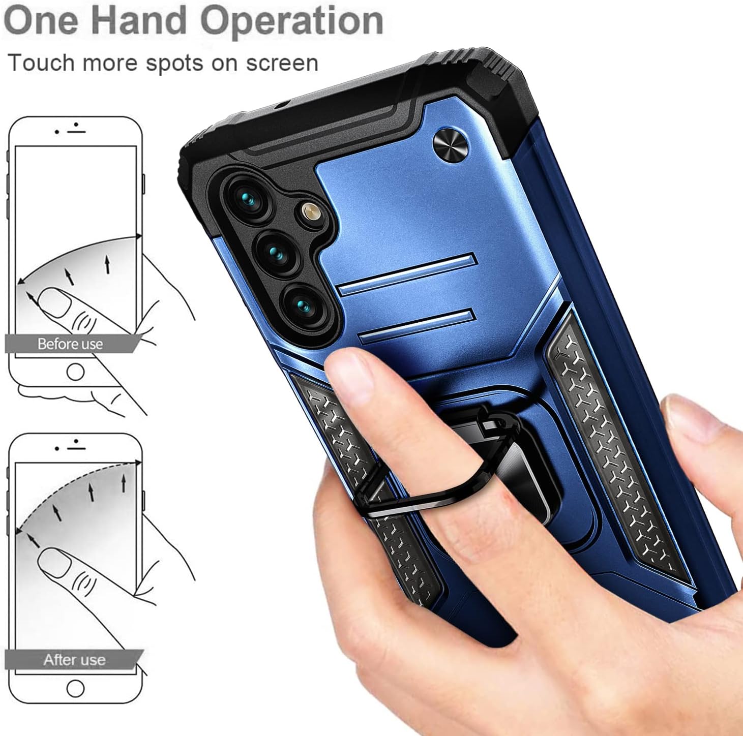 NZND Funda para Samsung Galaxy A14 5G con protector de pantalla de vidrio templado (cobertura máxima), grado militar protector de cuerpo completo,