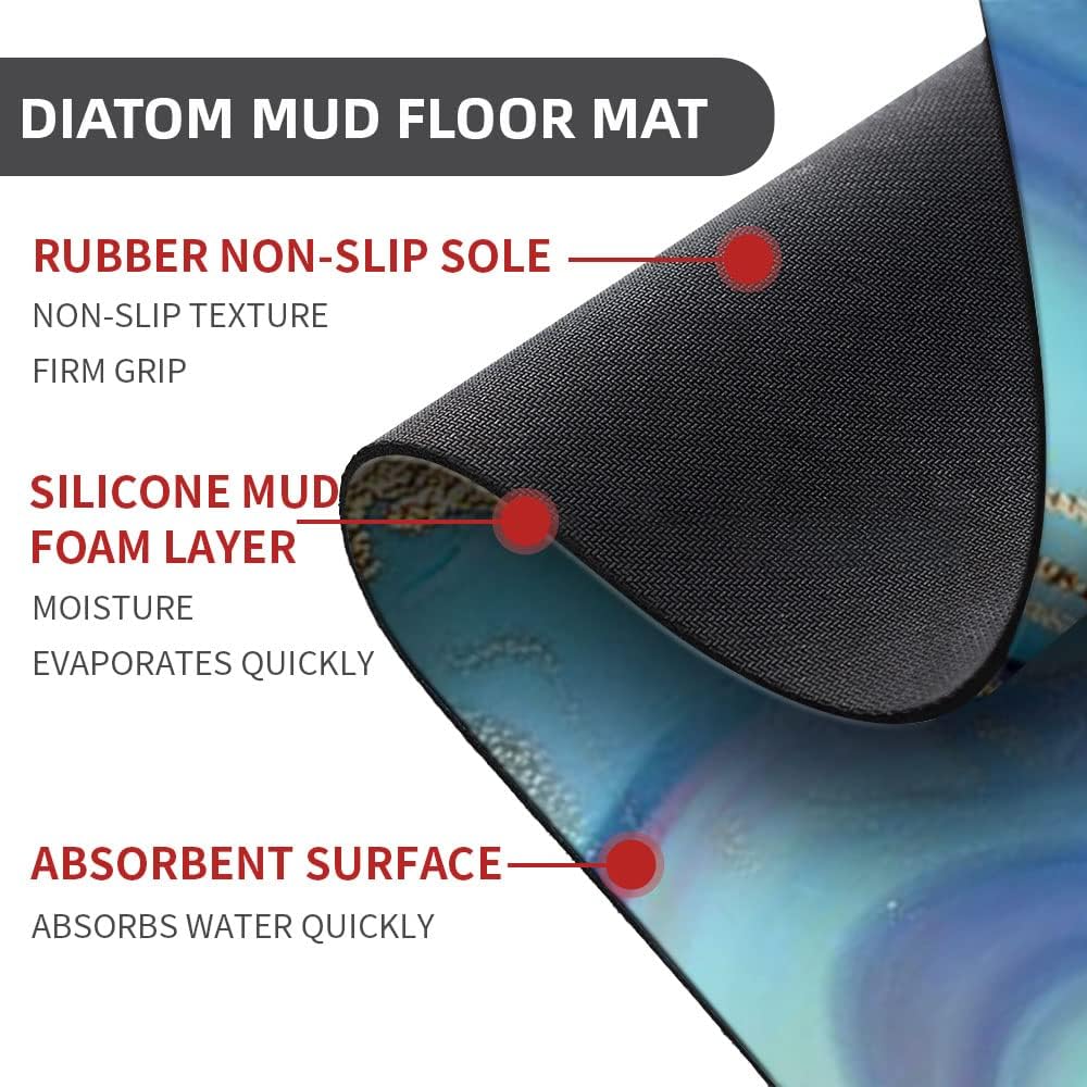 ZHUZHISHAN Tapete de baño de tierra de diatomeas, mármol dorado morado, volumen antideslizante, súper absorbente, secado rápido, tapete para puerta