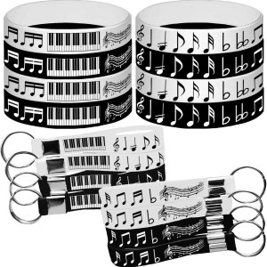 24 pulseras de goma con notas de piano, llaveros, notas de piano, suministros de fiesta temática, decoraciones de música, cumpleaños, baby shower, 24 pulseras de goma con notas de piano, llaveros, notas de piano, suministros de fiesta temática, decoraciones de música, cumpleaños, baby shower,
