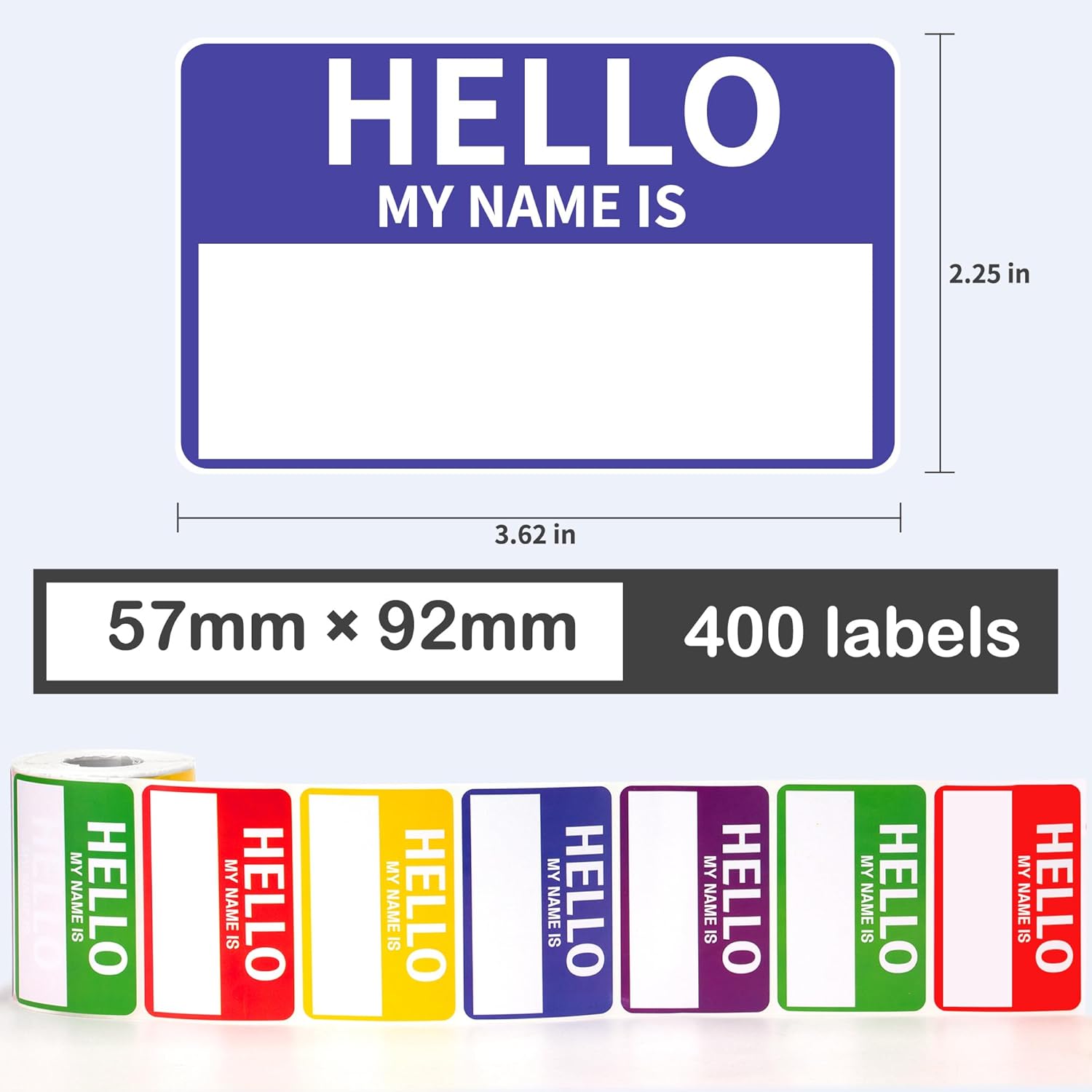 400 etiquetas adhesivas de nombre de 3.62 x 2.25 pulgadas con texto en inglés “Hello My Name is” para escuela, oficina, fiesta temática, familia,