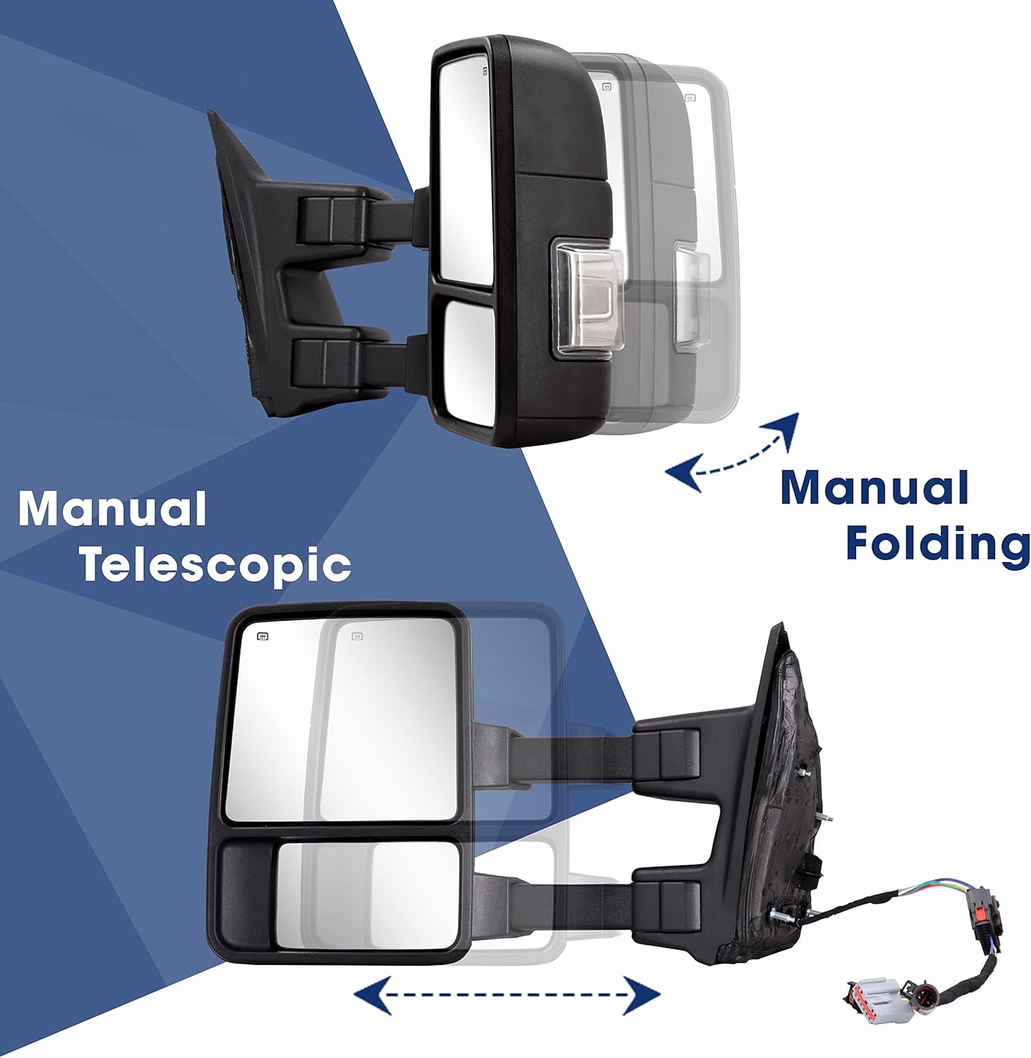 Switchback – Espejo de remolque compatible con 1999-2016 F250 F350 F450 F550 Super Duty Truck Pickup espejos laterales de remolque de vidrio