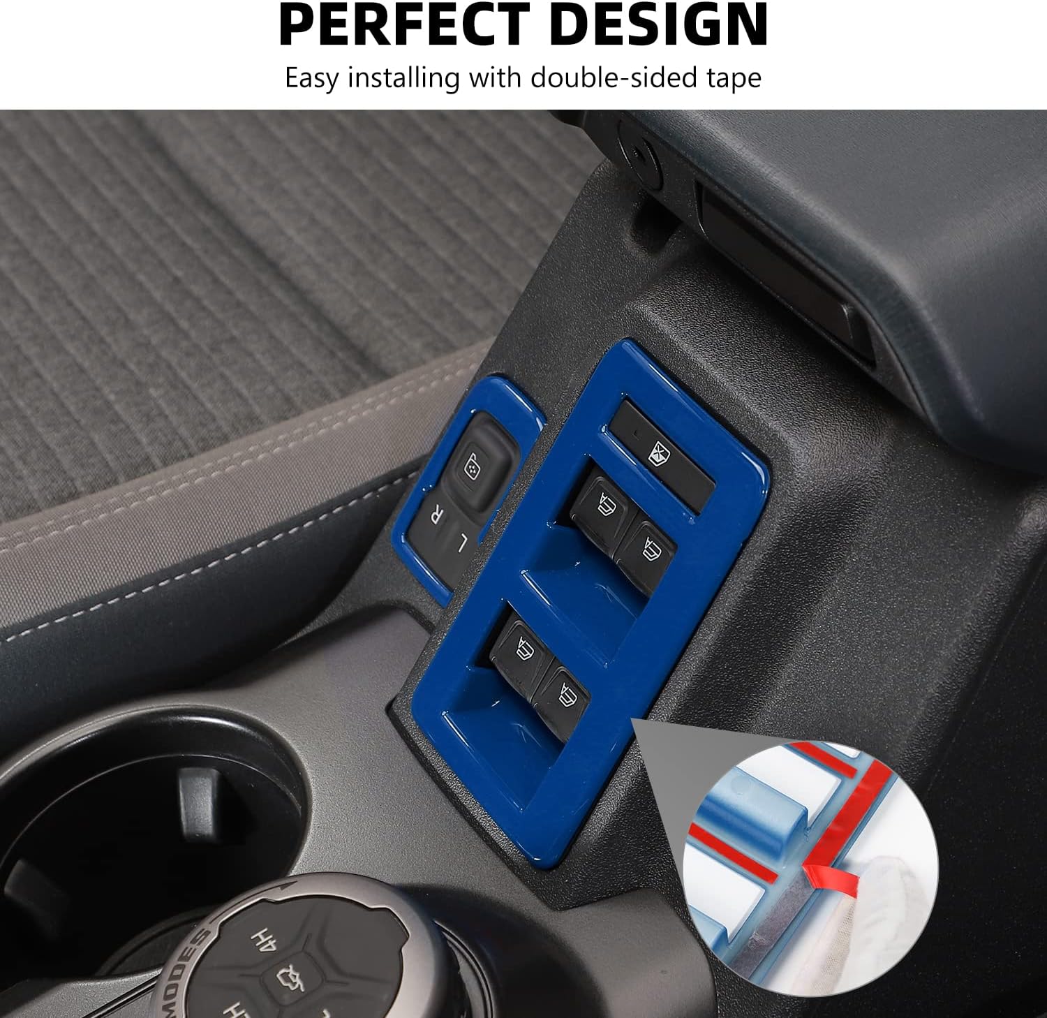 Para Bronco – Interruptor de control de interruptor de elevación de ventana, 2 piezas de cubierta de panel de ajuste de espejo retrovisor de consola