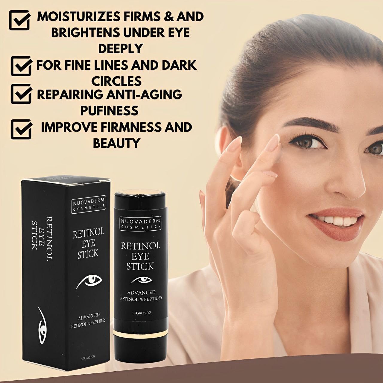 SLT – Lápiz de ojos con retinol, crema iluminadora para ojos + péptidos, cuidado de la piel para líneas finas, arrugas, ojeras e hinchazón, gel