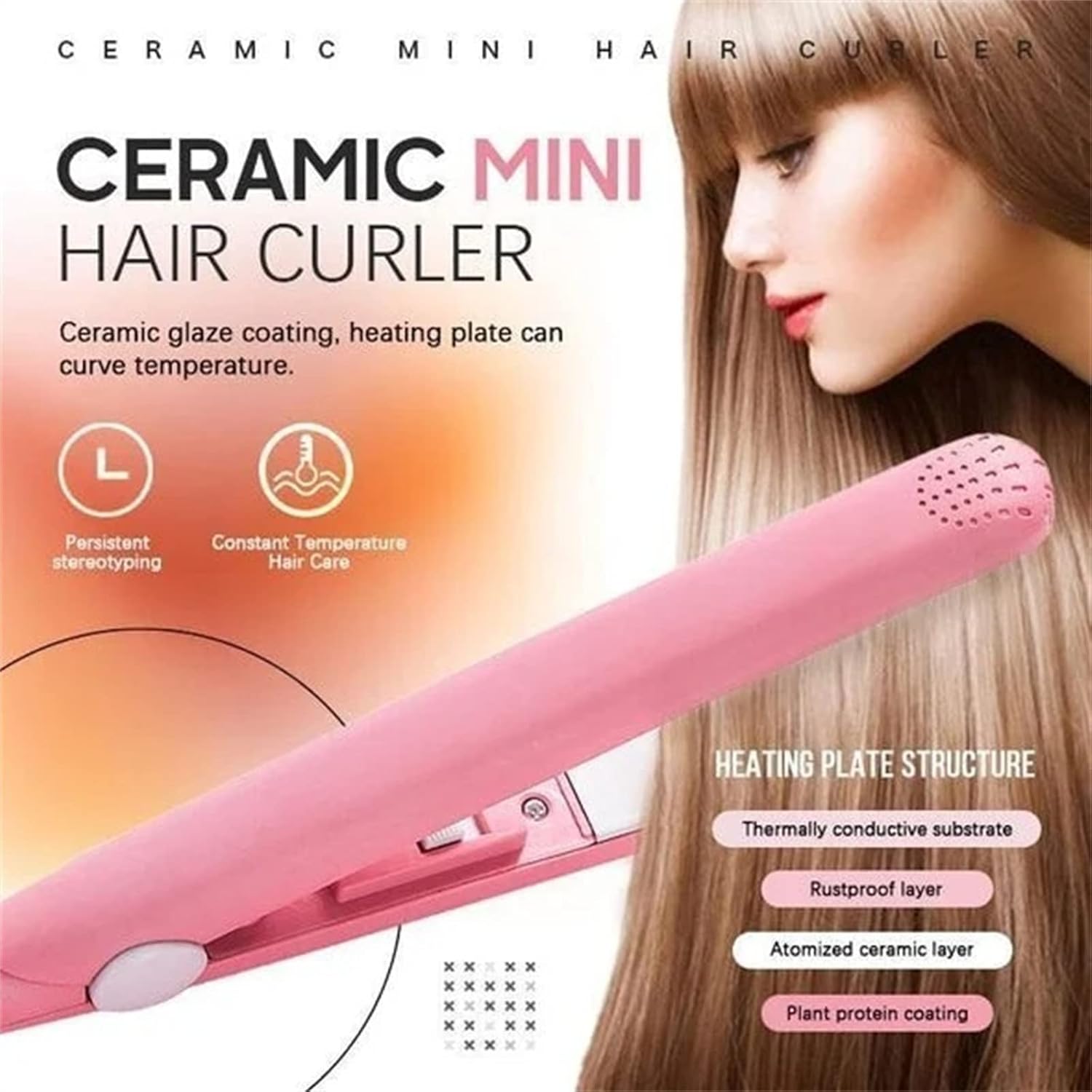 Werdeny – Mini rizador de pelo de cerámica para cabello corto, mini rizador de pelo para cabello corto y fino, mini rizador de cerámica 2 en 1 y