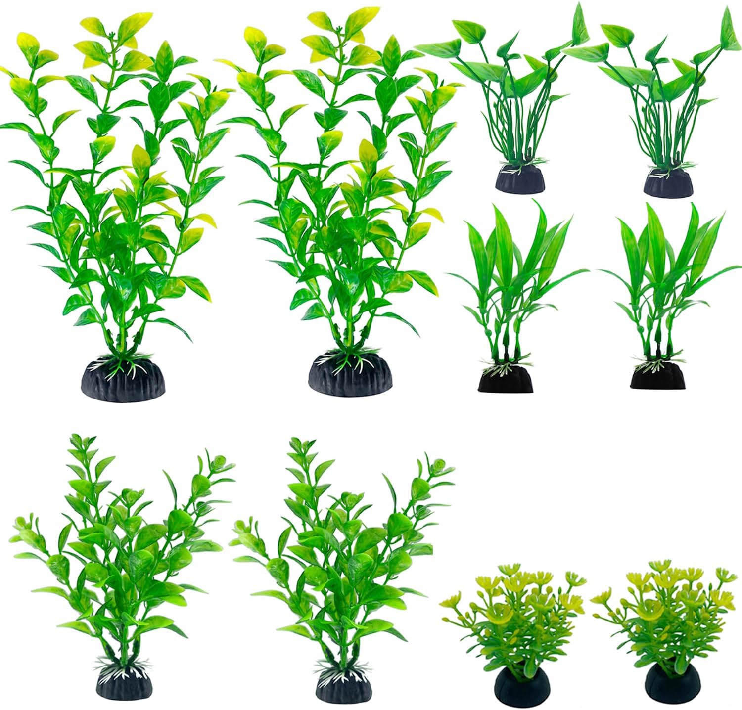 TANOMA Accesorios para pecera, decoración de plantas, plantas artificiales de acuario de plástico para peces, 10 unidades