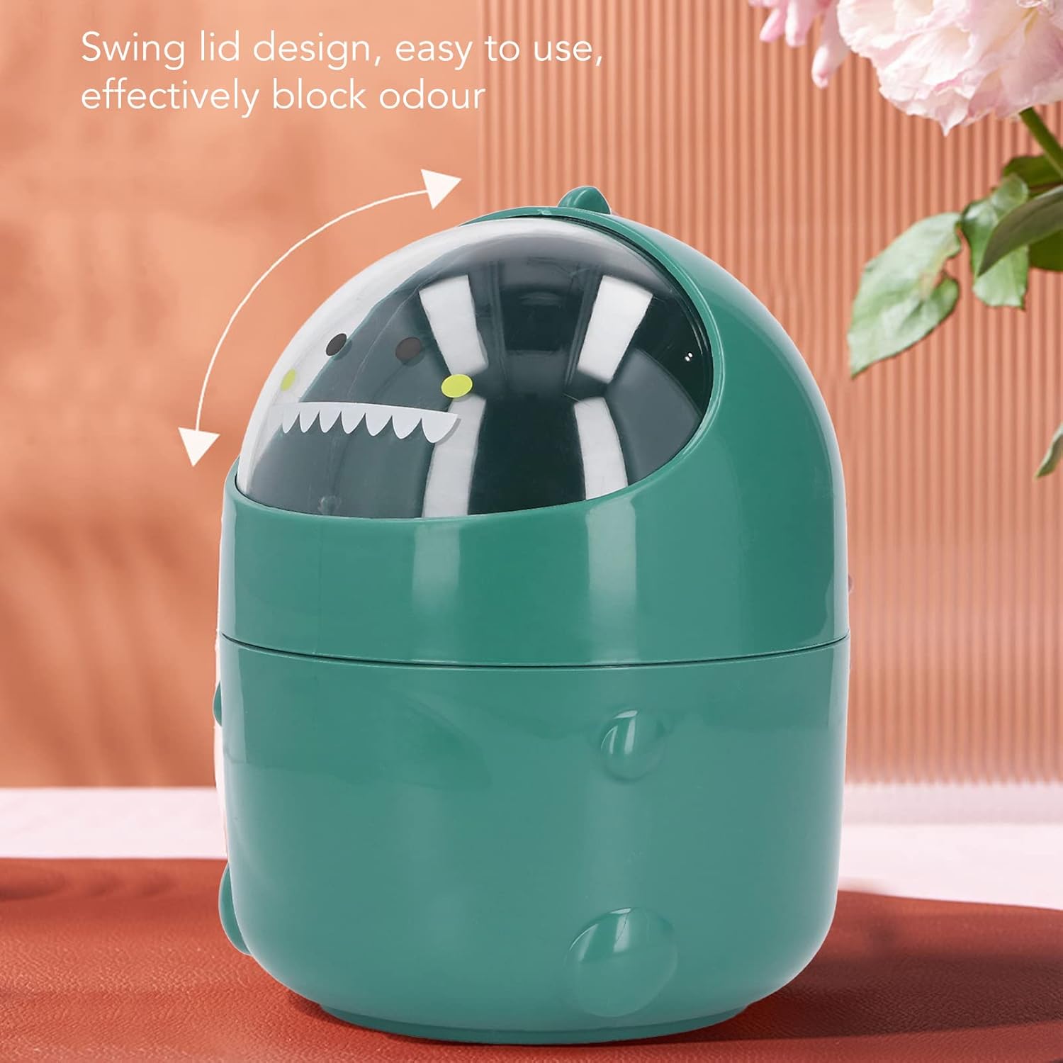 Sorandy Bonito bote de basura pequeño con forma de animal para escritorio con tapa agitada, cubo de basura compacto de gran capacidad para encimera,
